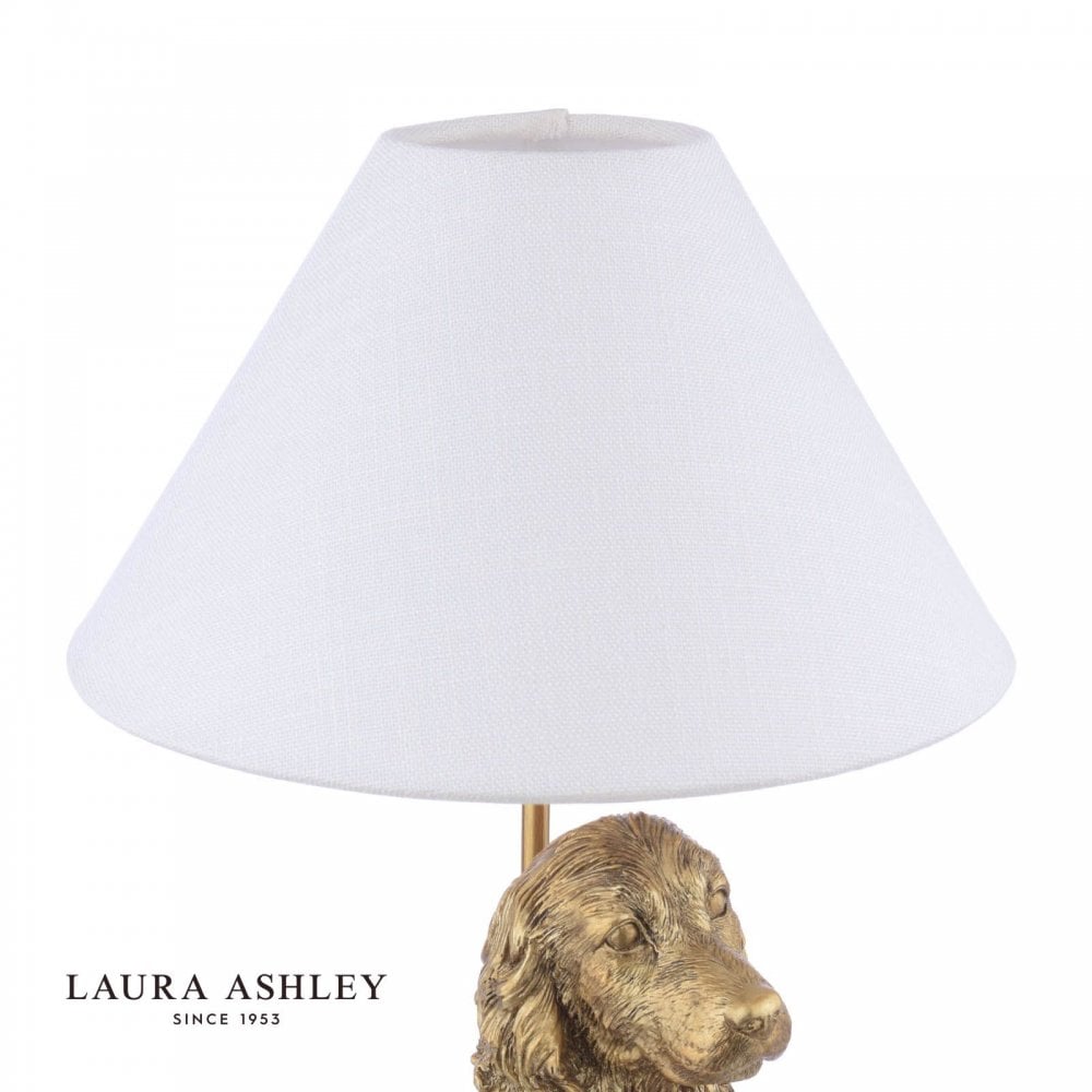 Antique Gold Cocker Spaniel Table Lamp C/W Ivory Shade