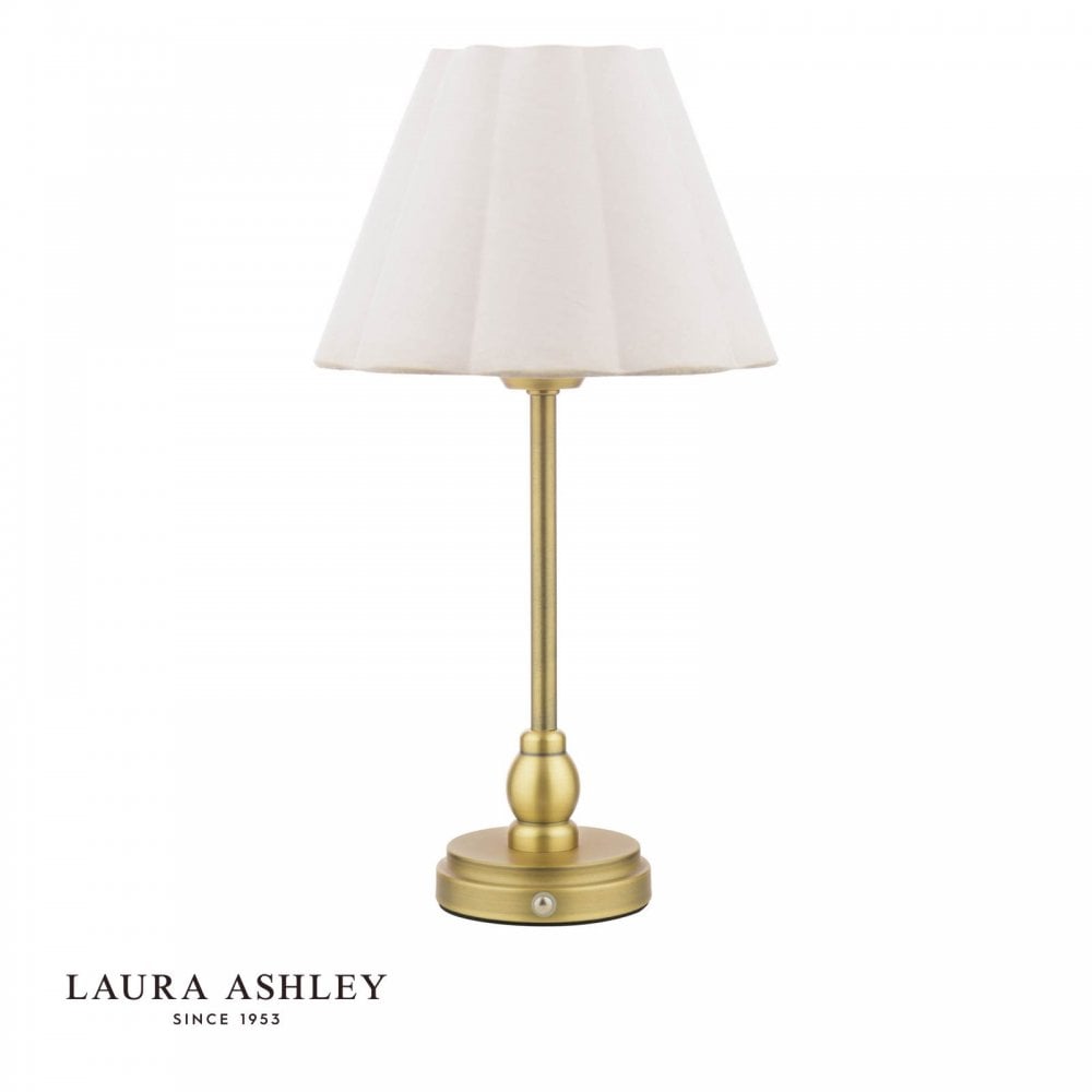 Erin Rechargeable Antique Brass Table Lamp C/W Shade
