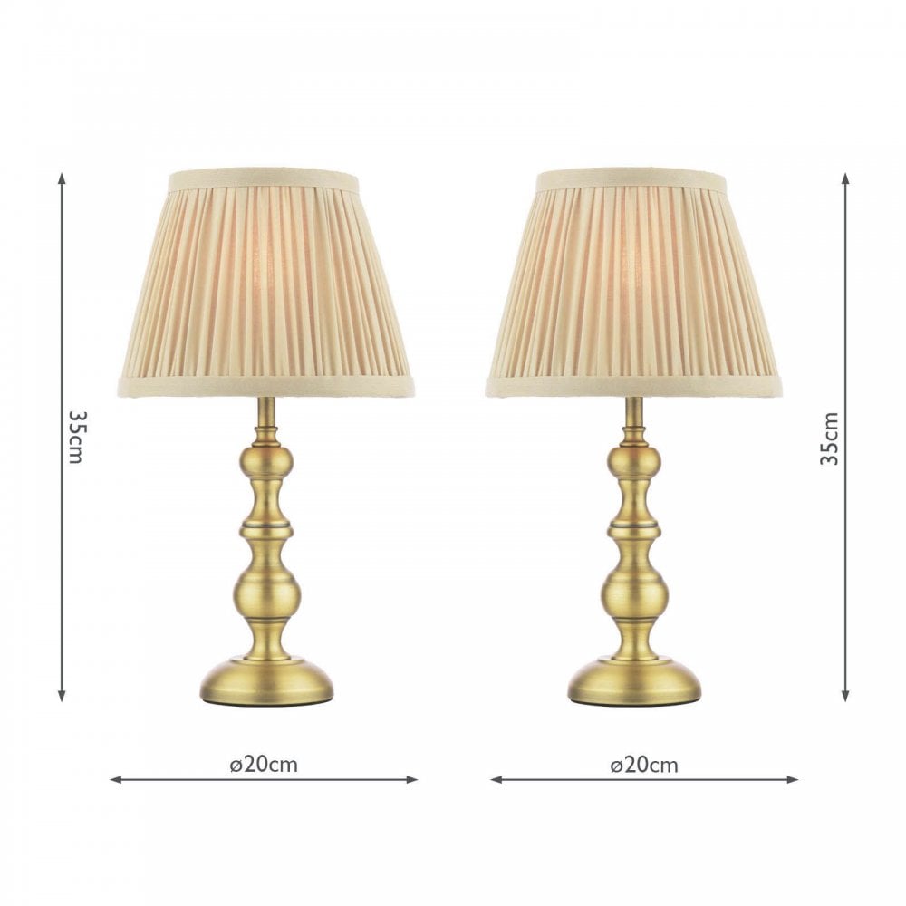 Ezra Twin Pack Antique Brass Table Lamps C/W Shade