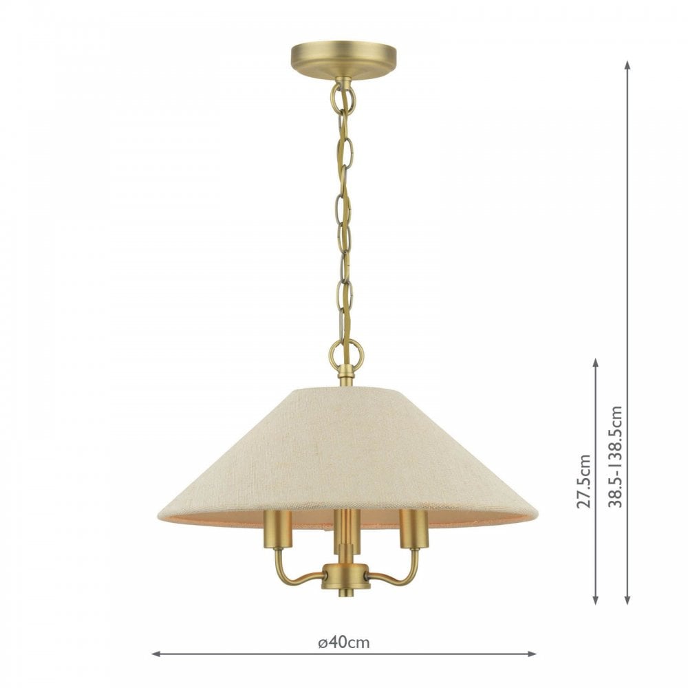 Harland 3 Light Antique Brass Pendant