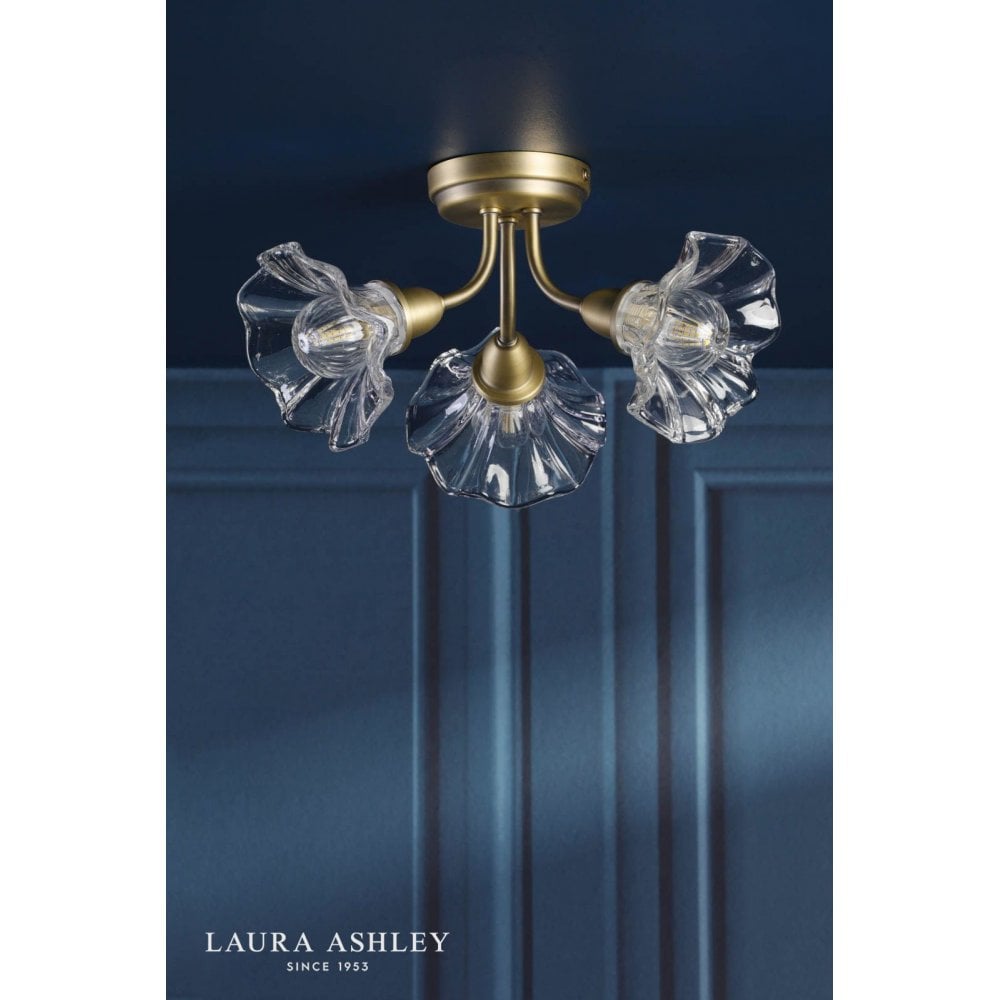 Kerswell 3 Light Antique Brass Semi Flush Fitting