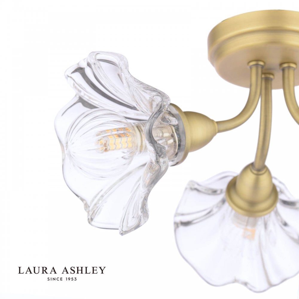 Kerswell 3 Light Antique Brass Semi Flush Fitting