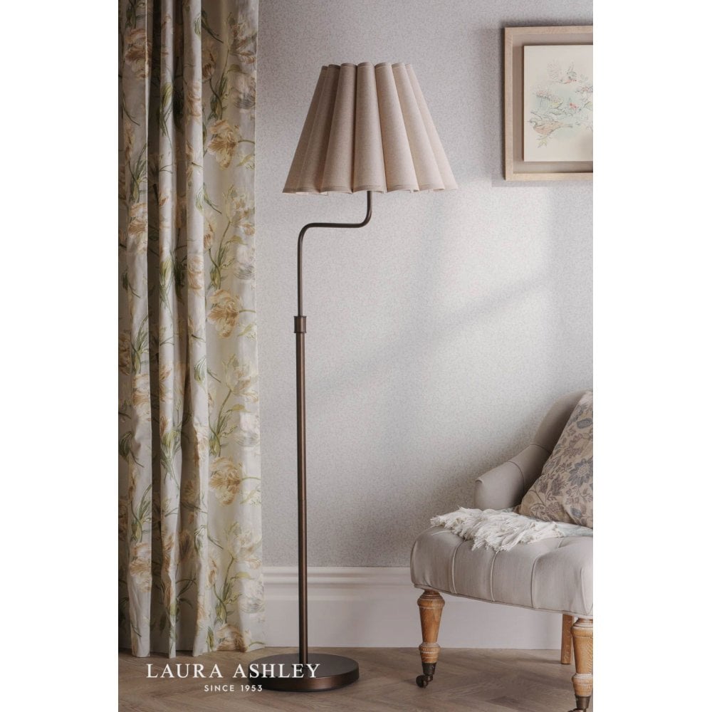 Holwell Antique Bronze Floor Lamp C/W Natural Shade