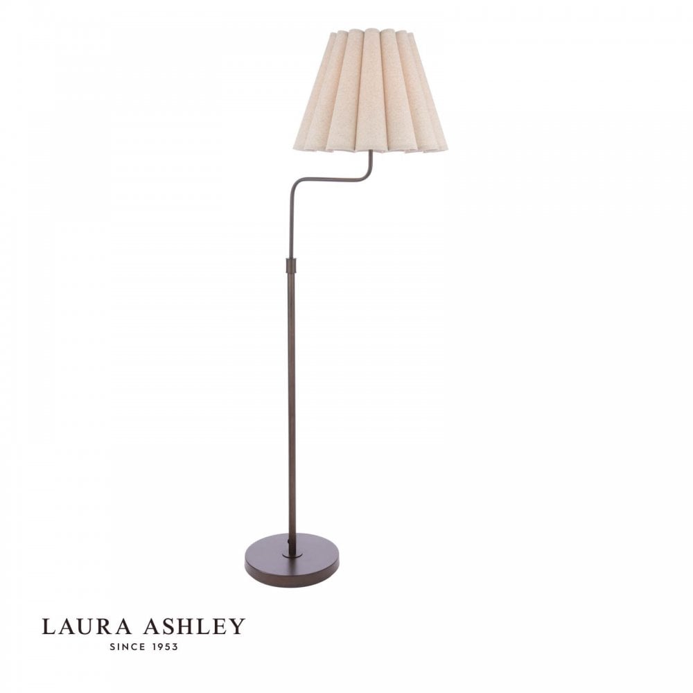 Holwell Antique Bronze Floor Lamp C/W Natural Shade