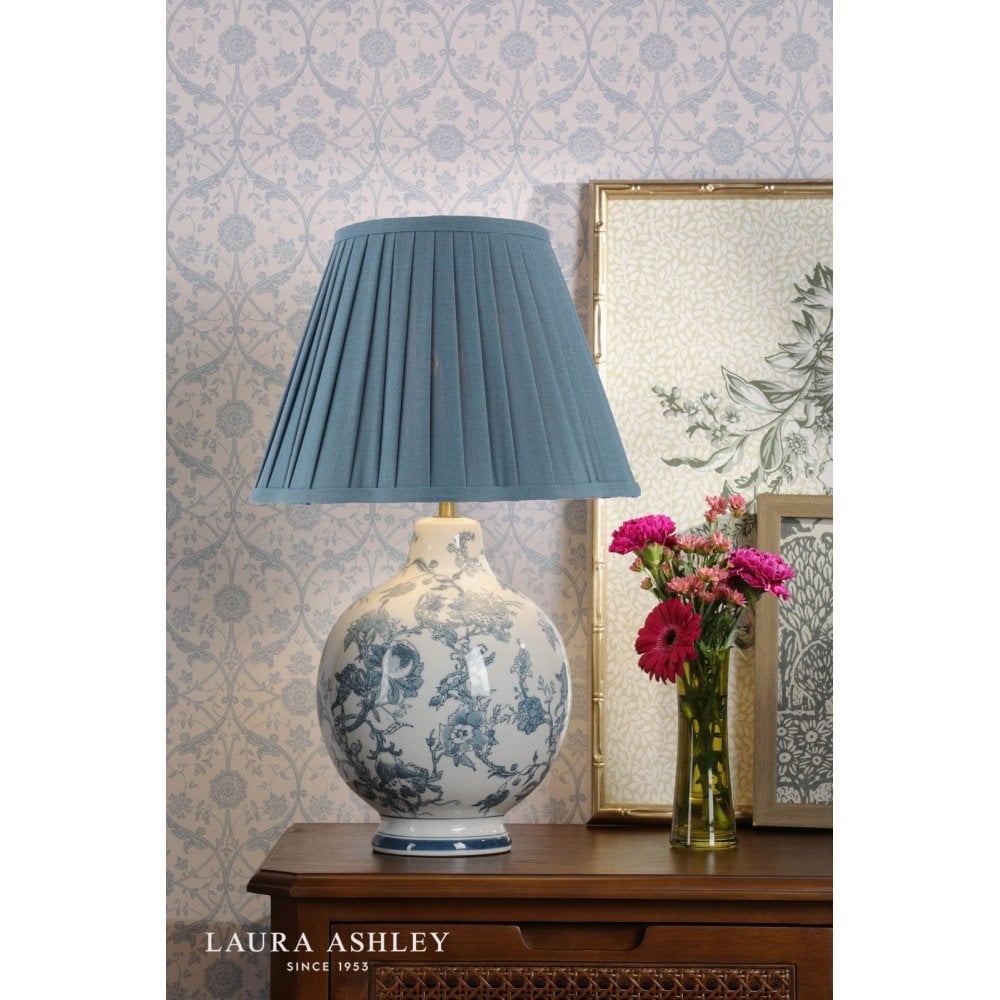 Maltby Blue Ceramic Table Lamp C/W Shade