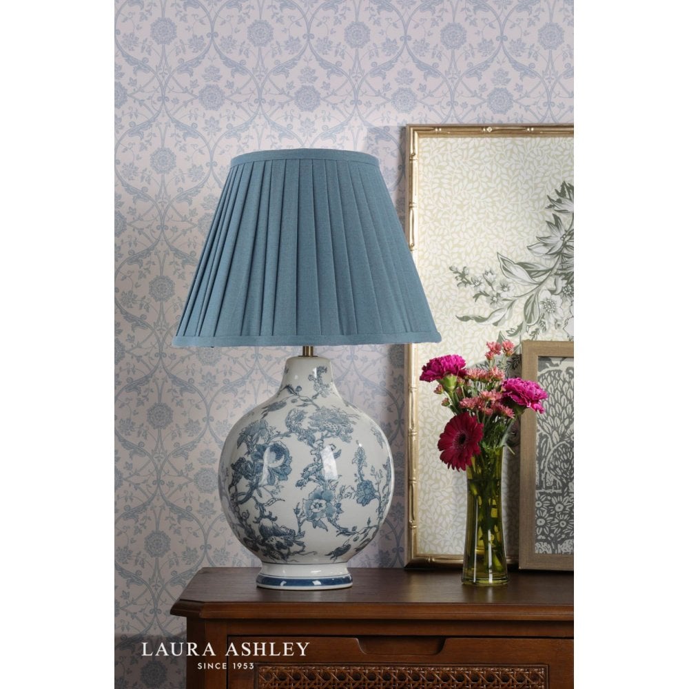 Maltby Blue Ceramic Table Lamp C/W Shade