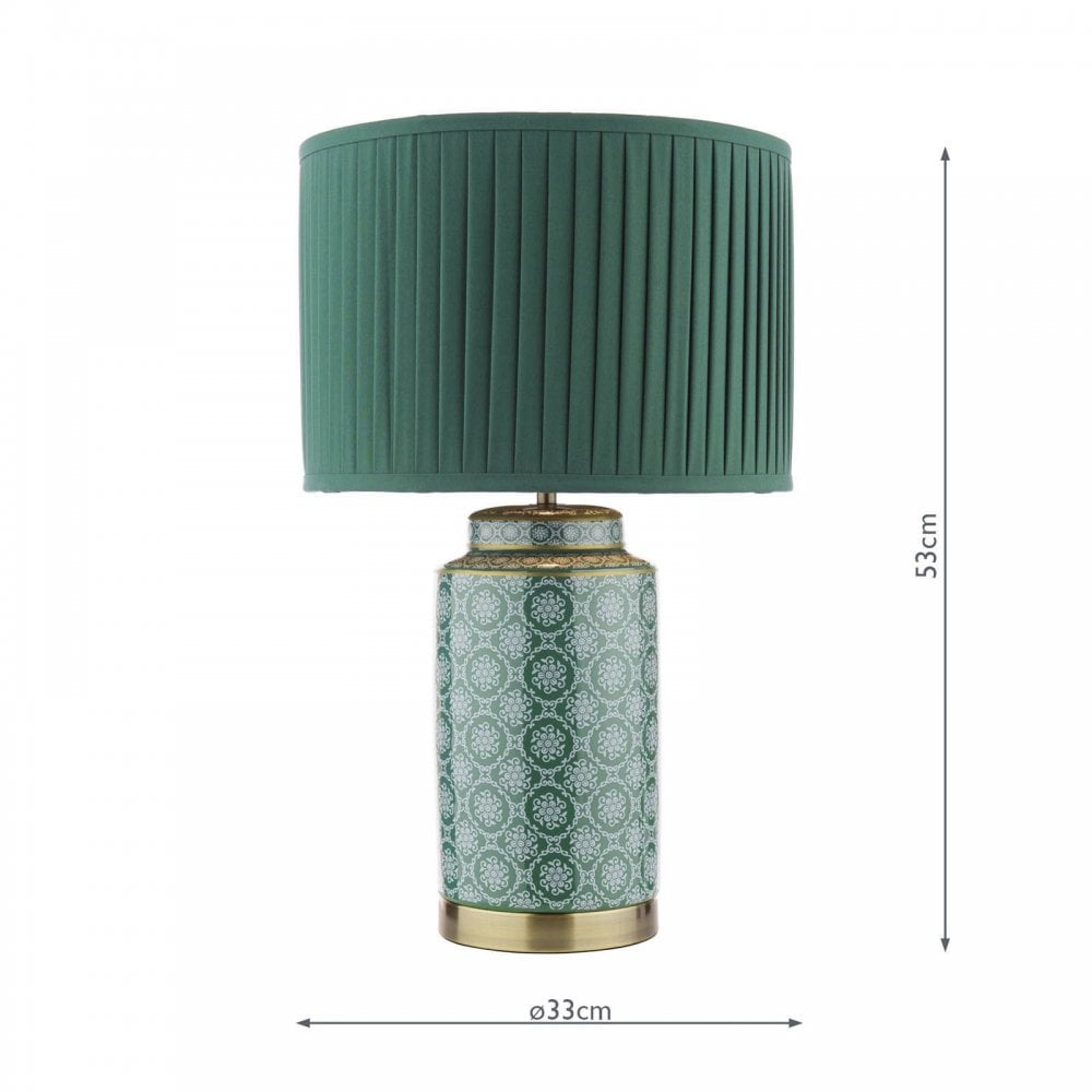 Knipton Green Ceramic Table Lamp C/W Shade