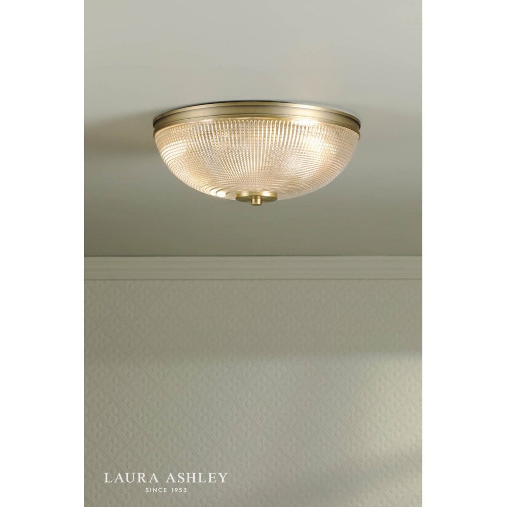 Langdon Antique Brass & Textured Glass Bathroom Flush Fitting IP44