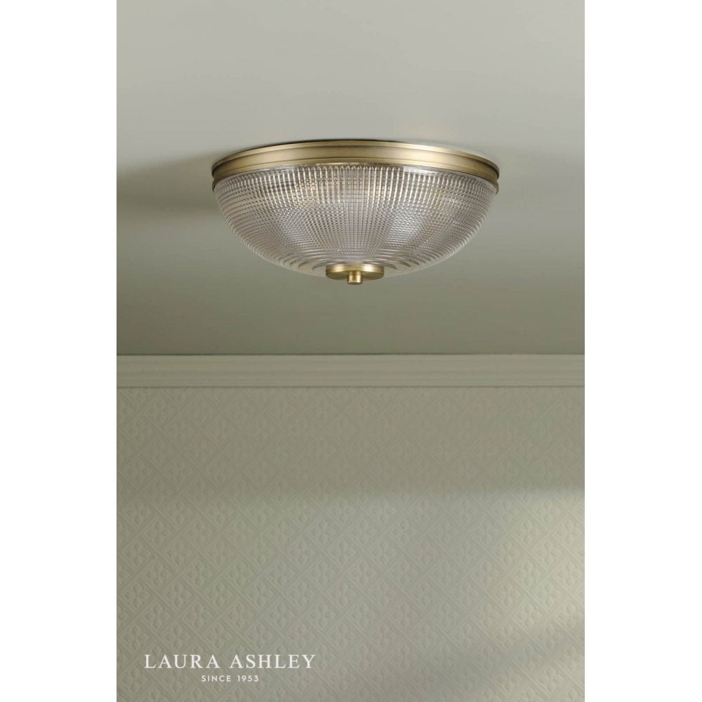 Langdon Antique Brass & Textured Glass Bathroom Flush Fitting IP44