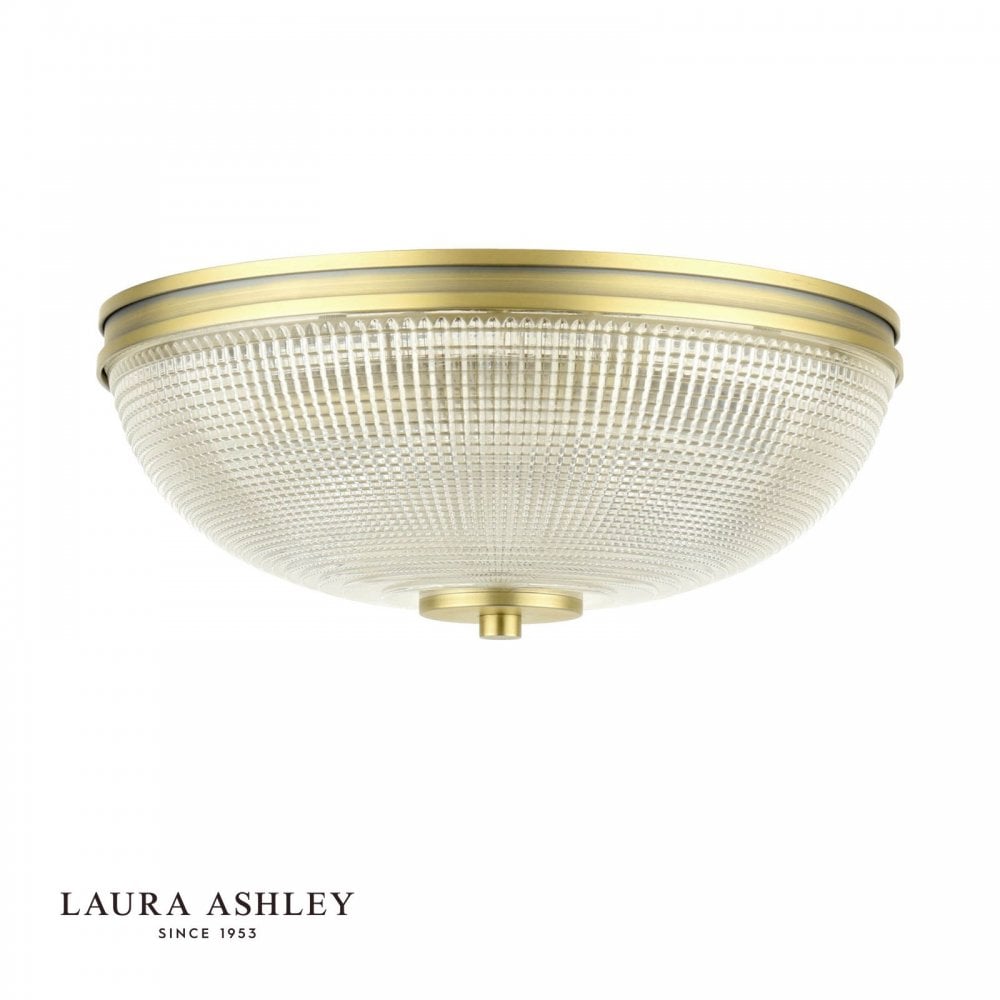 Langdon Antique Brass & Textured Glass Bathroom Flush Fitting IP44