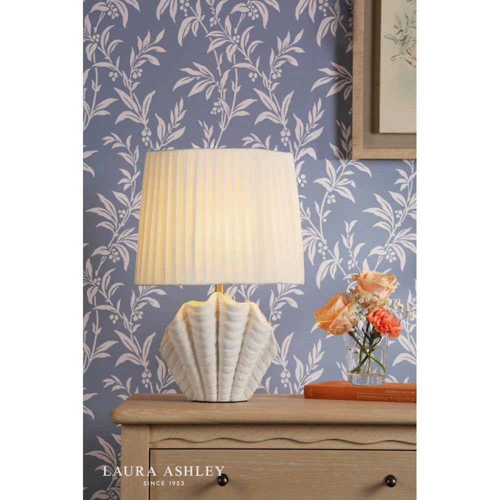 Shell White Ceramic Table Lamp C/W Shade