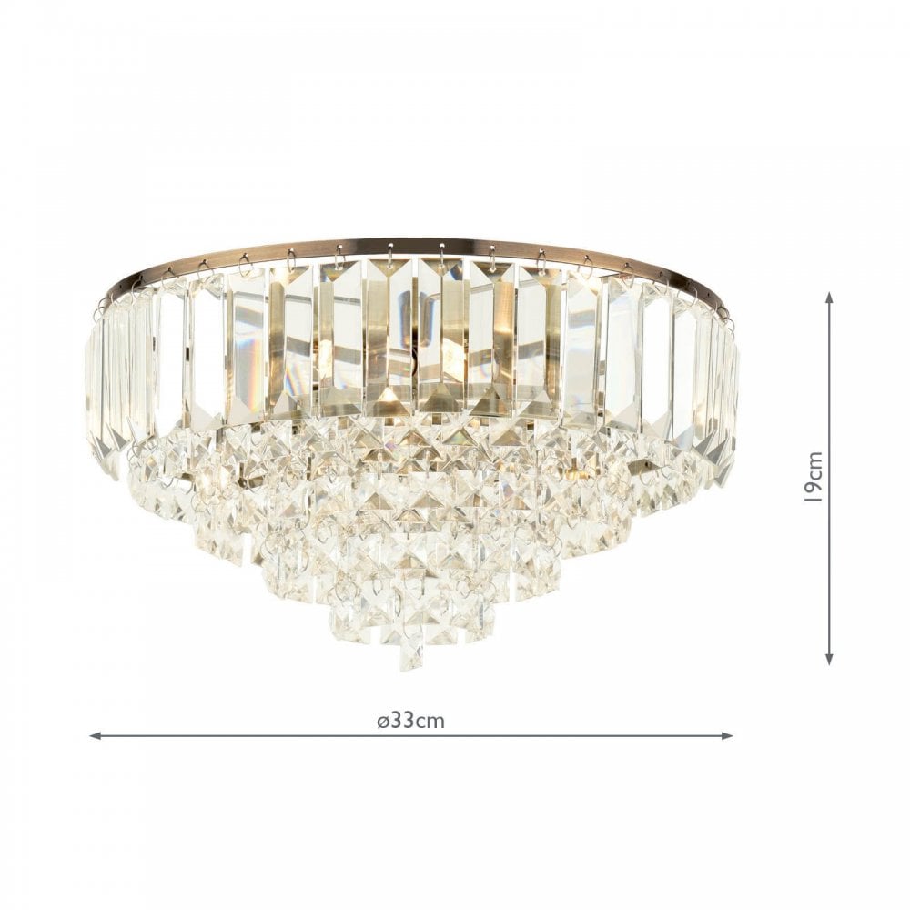 Vienna 3 Light Antique Brass Flush Fitting