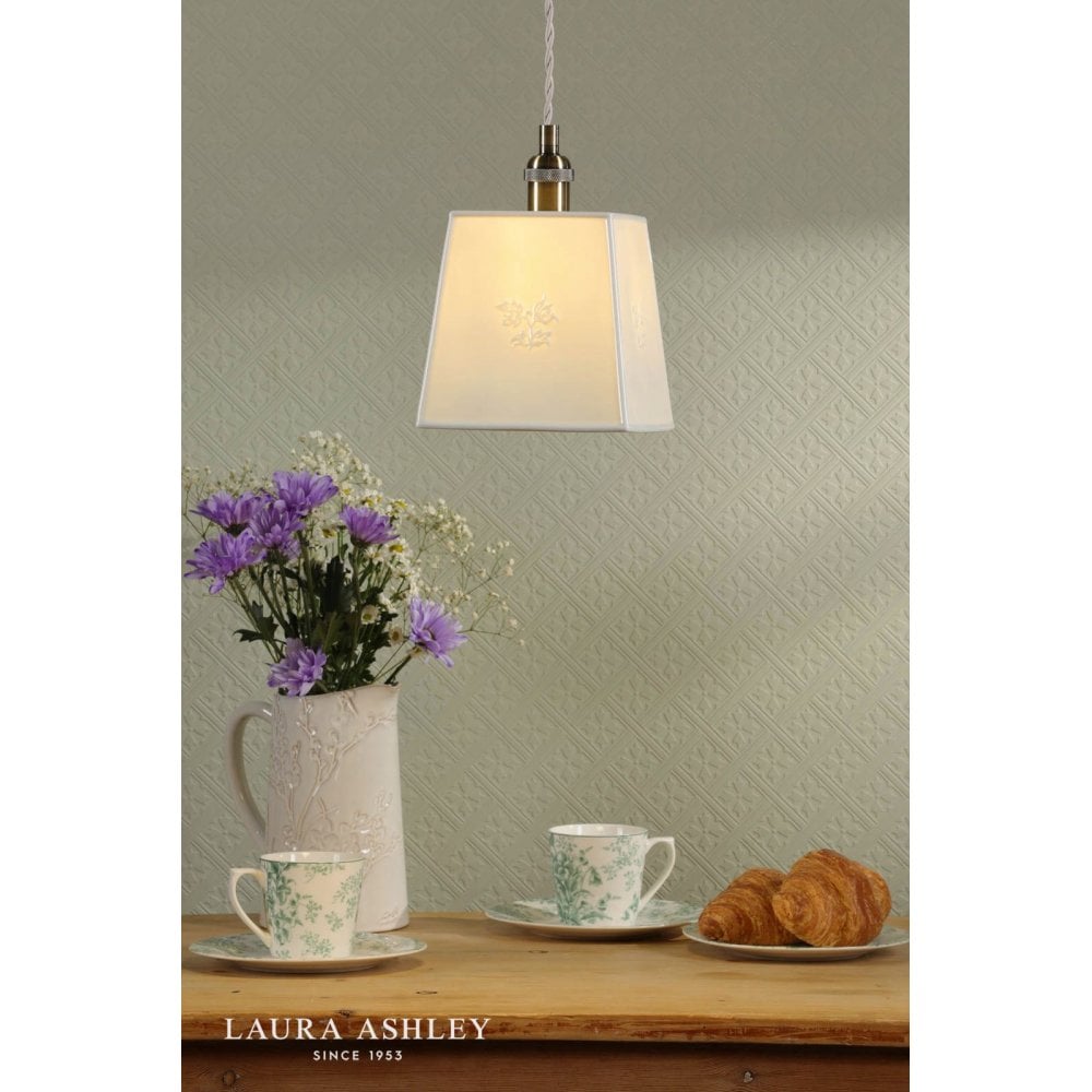 Porcelain Square Cream & Brass Single Pendant