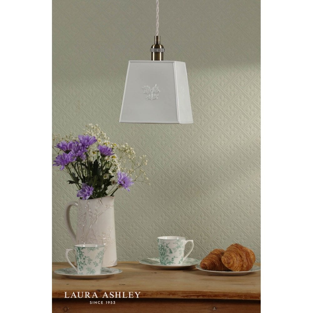Porcelain Square Cream & Brass Single Pendant