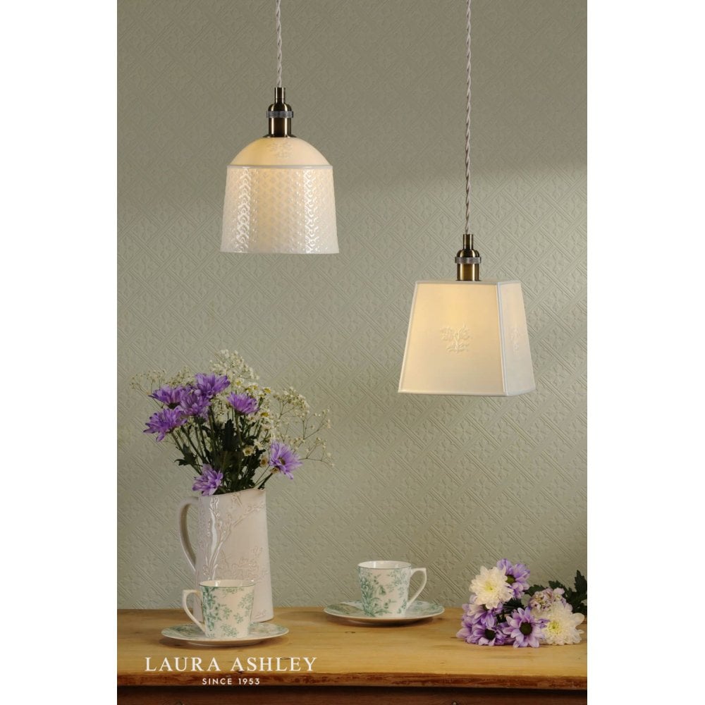 Porcelain Square Cream & Brass Single Pendant