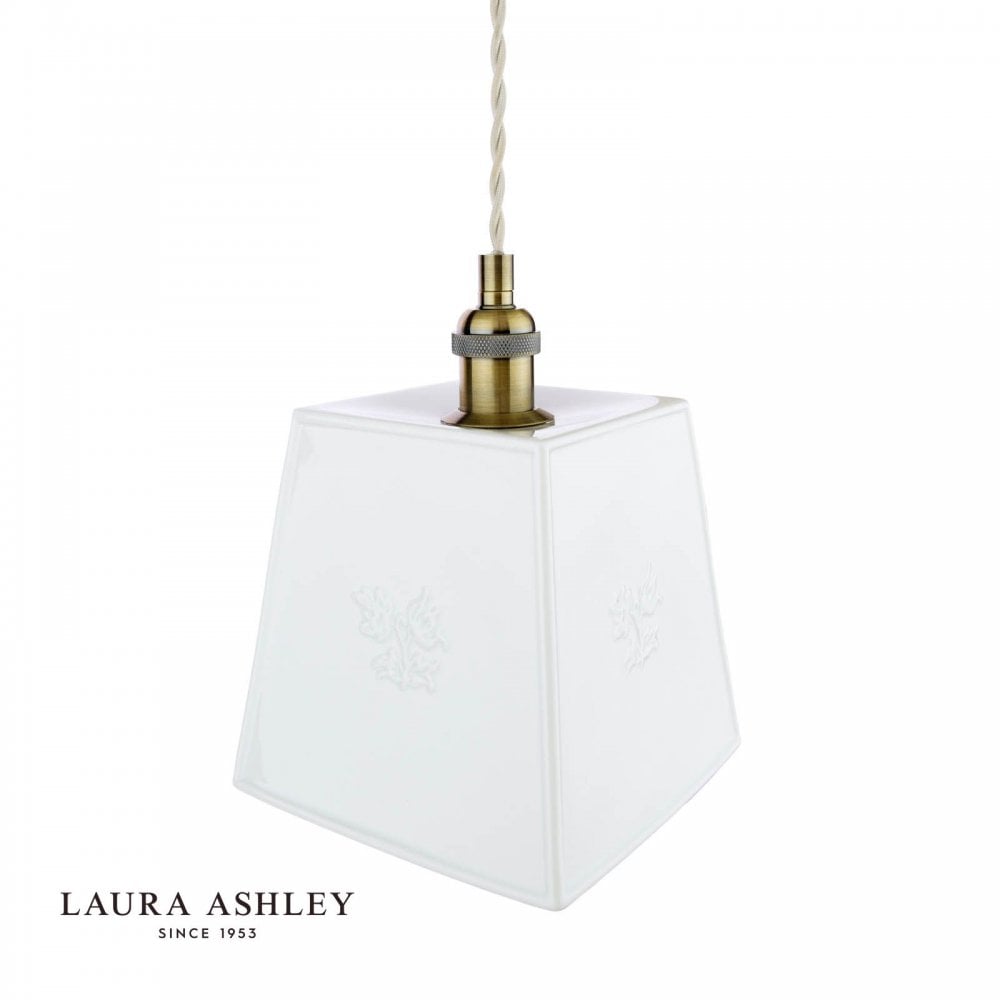 Porcelain Square Cream & Brass Single Pendant