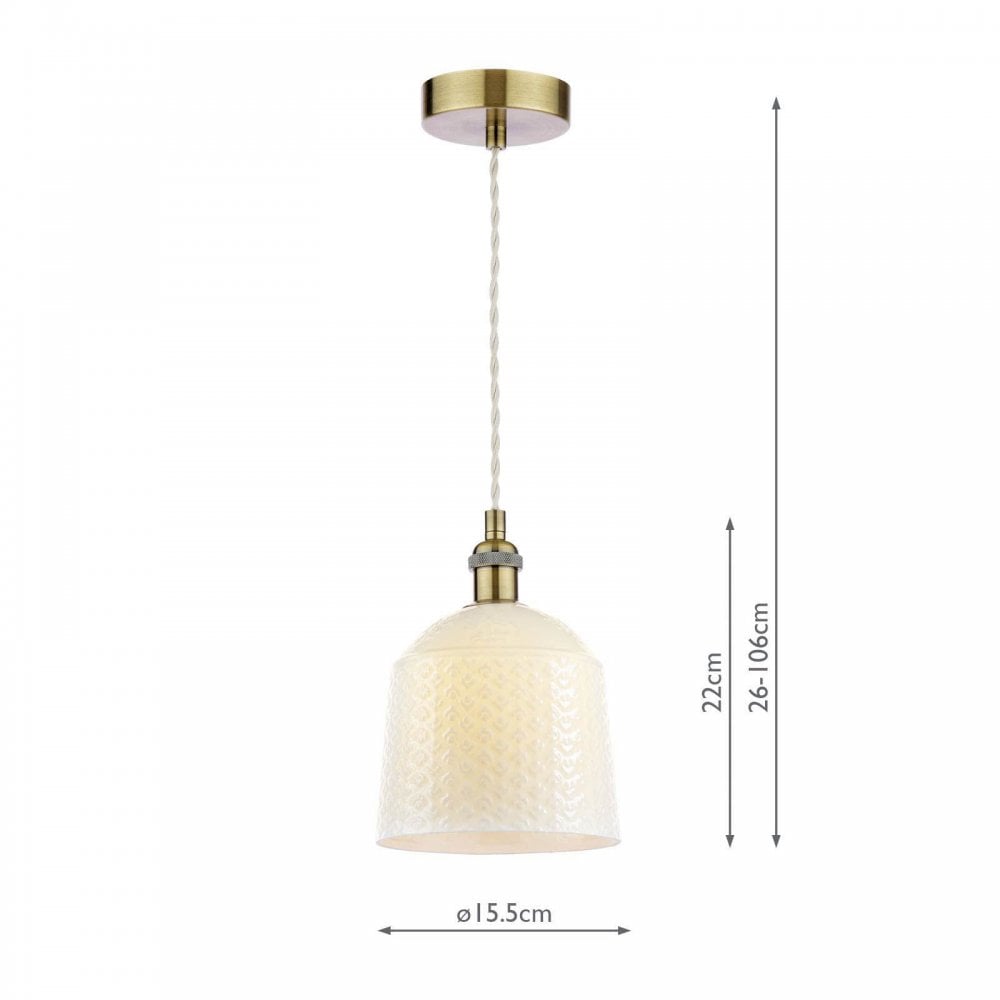Porcelain Round Cream & Brass Single Pendant