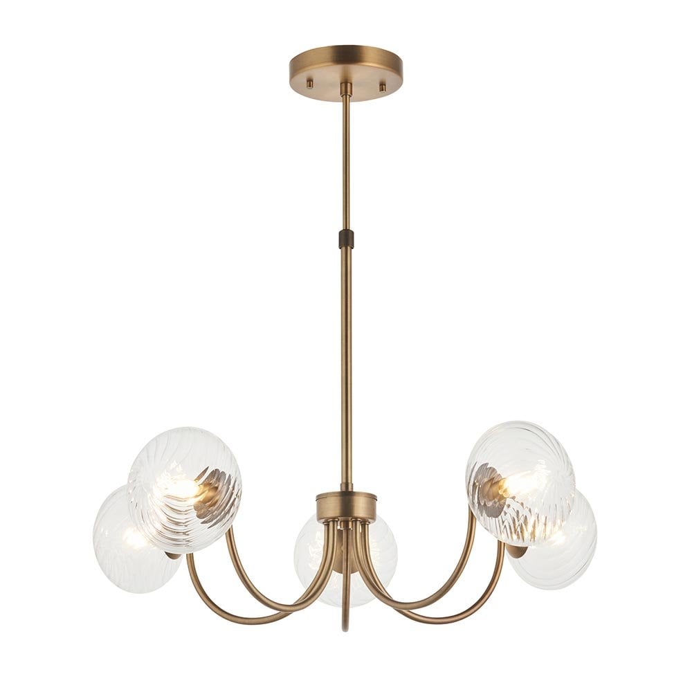 Hague Antique Brass 5 Light Ceiling Pendant