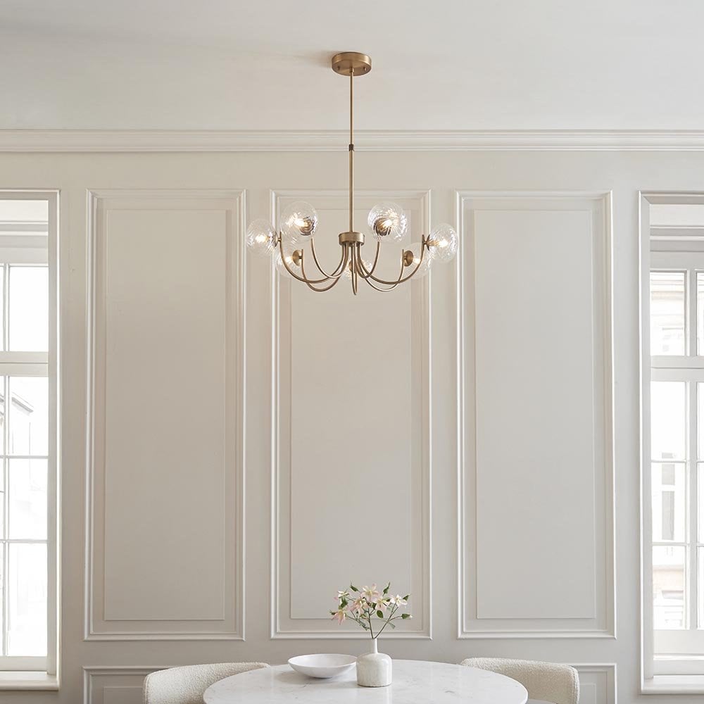 Hague Antique Brass 7 Light Ceiling Pendant