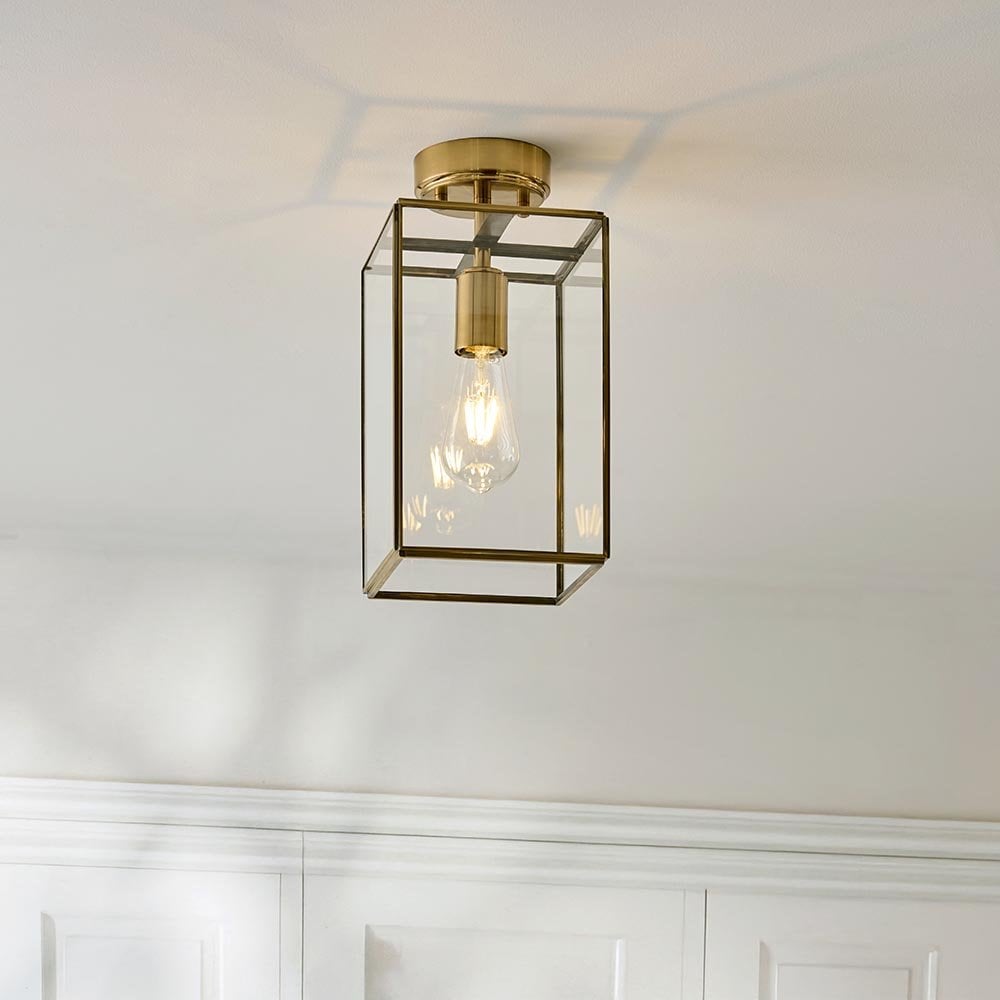 Hammond Brushed Brass & Glass Flush Fitting