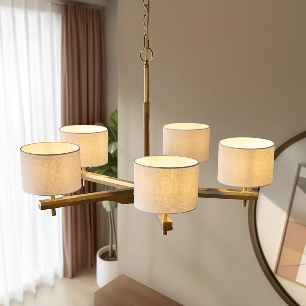 Heathcliff Ceiling Pendant in Ash Wood & Brass Finish
