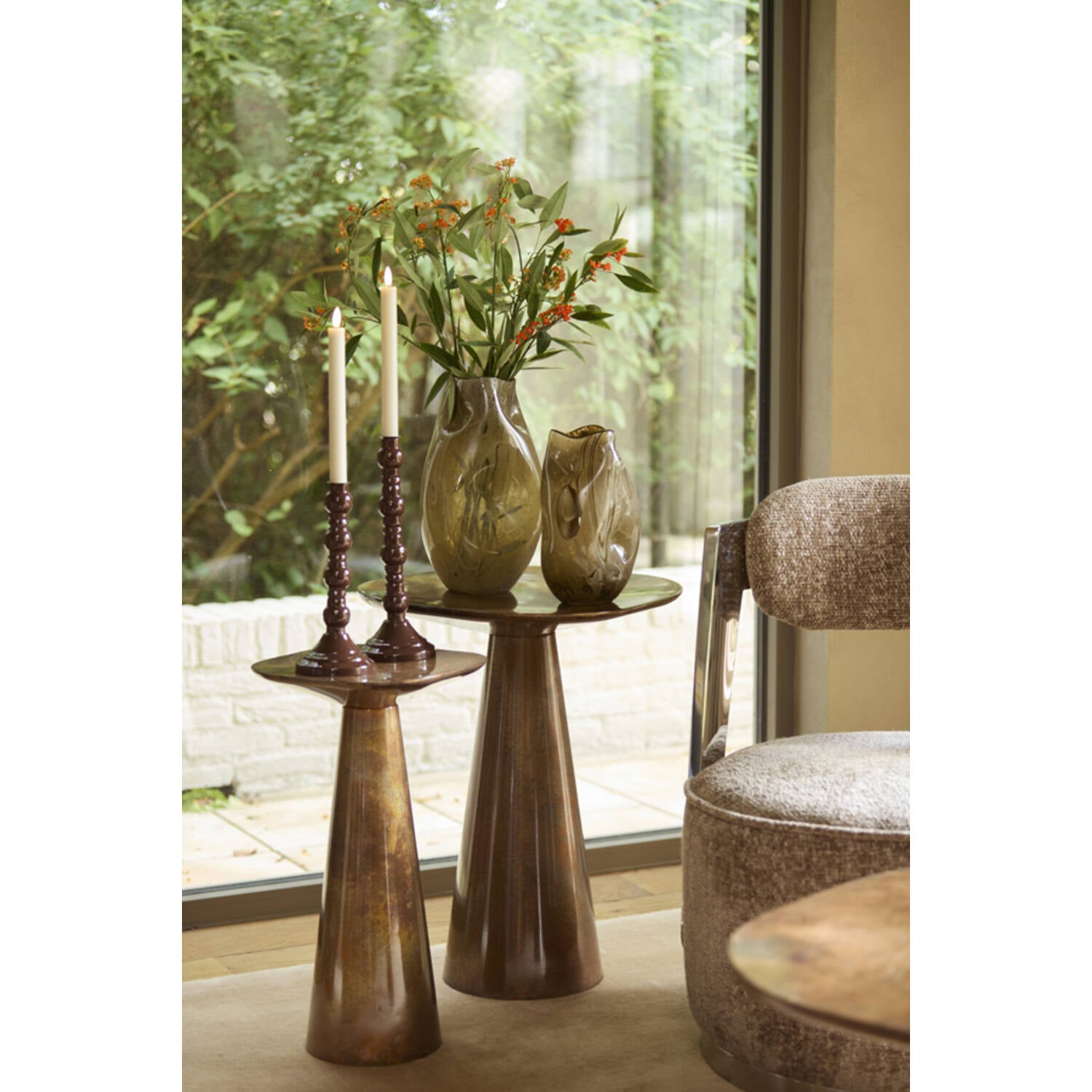 Jorien Small Green & Taupe Glass Vase