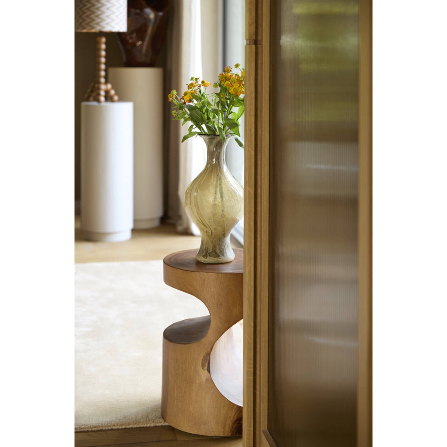 Jorien Tall Silhouette Green & Taupe Glass Vase