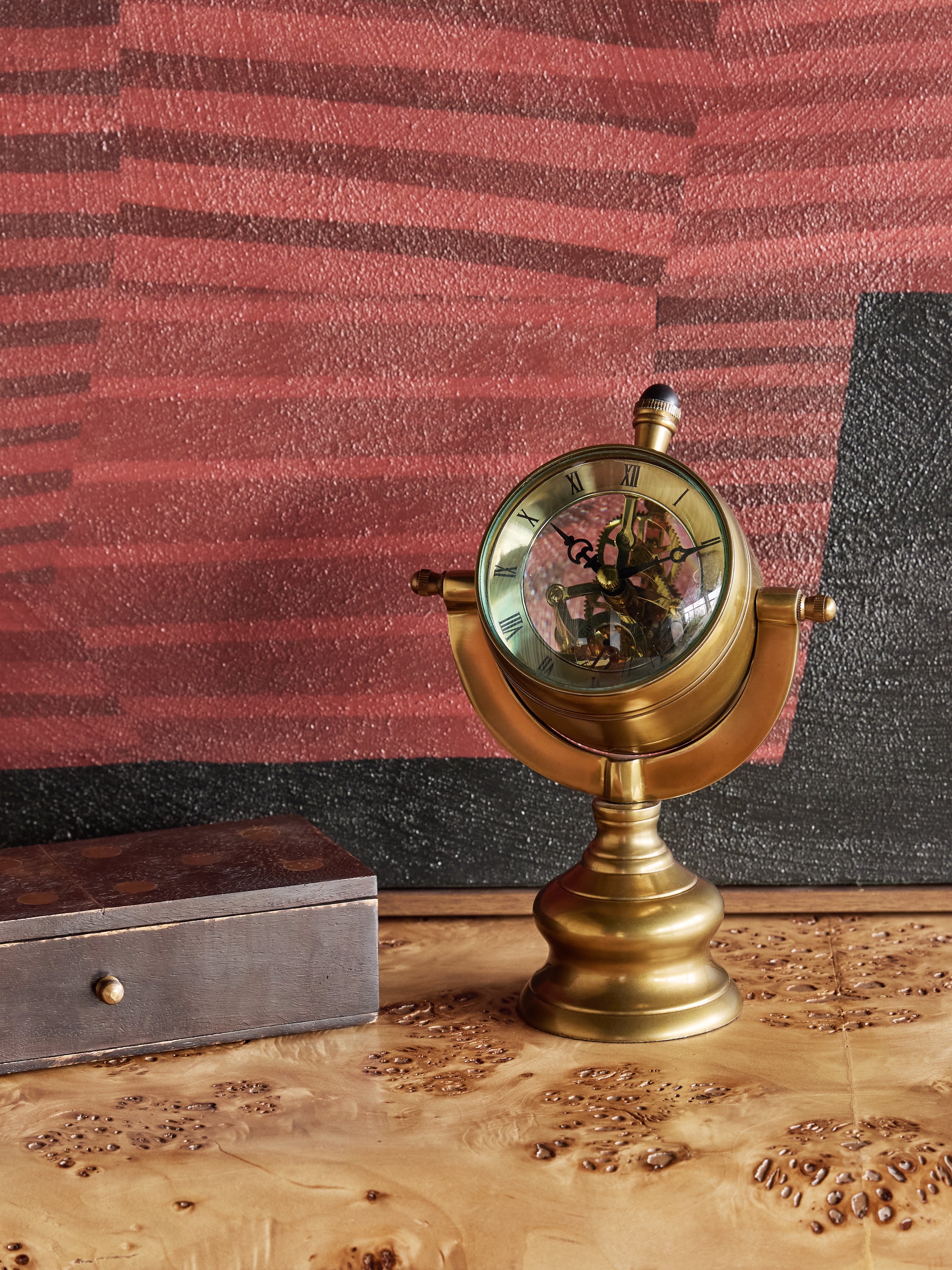 Columbia Antique Brass Finish Mantle Clock