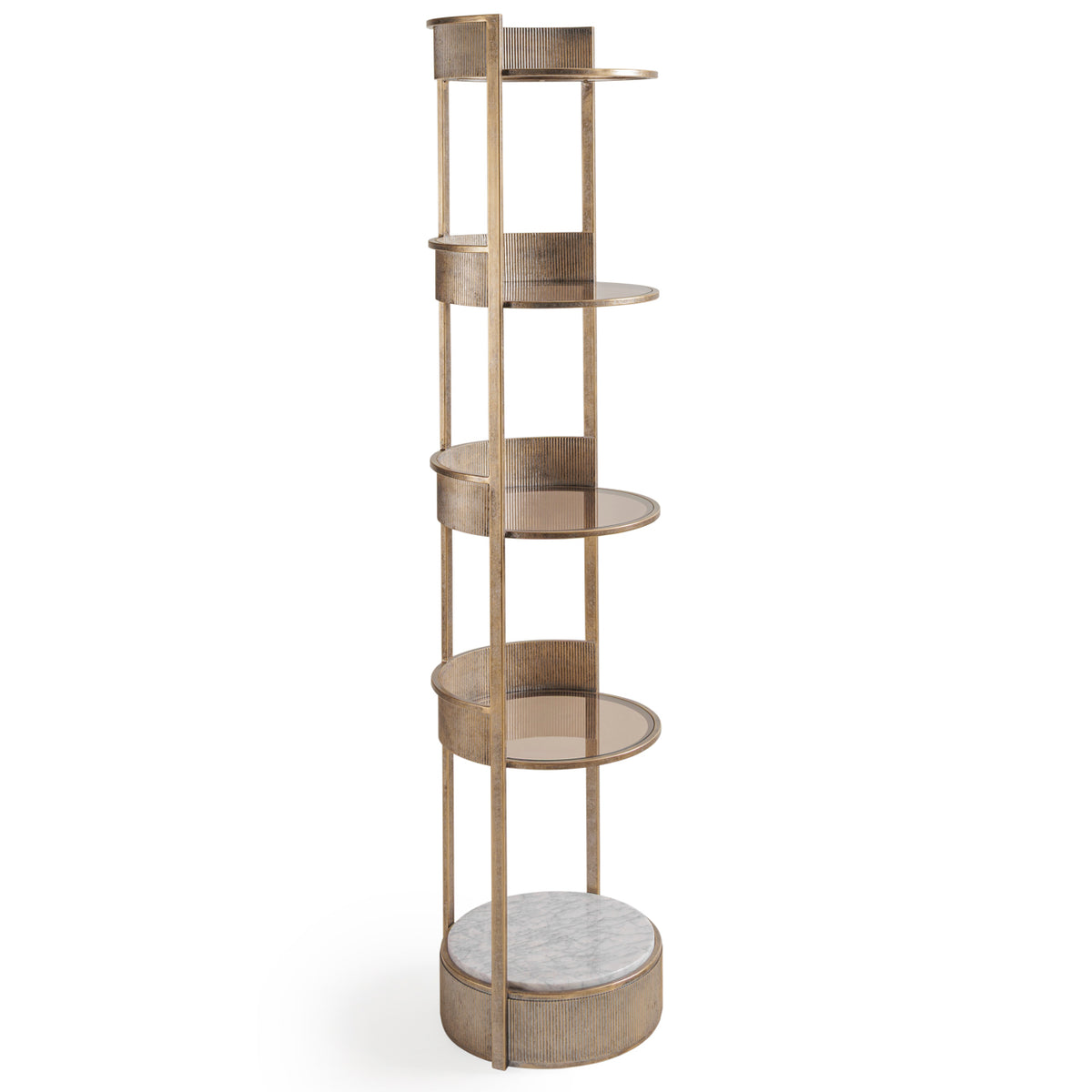 Belvedere Aged Gold Round Shelving Unit