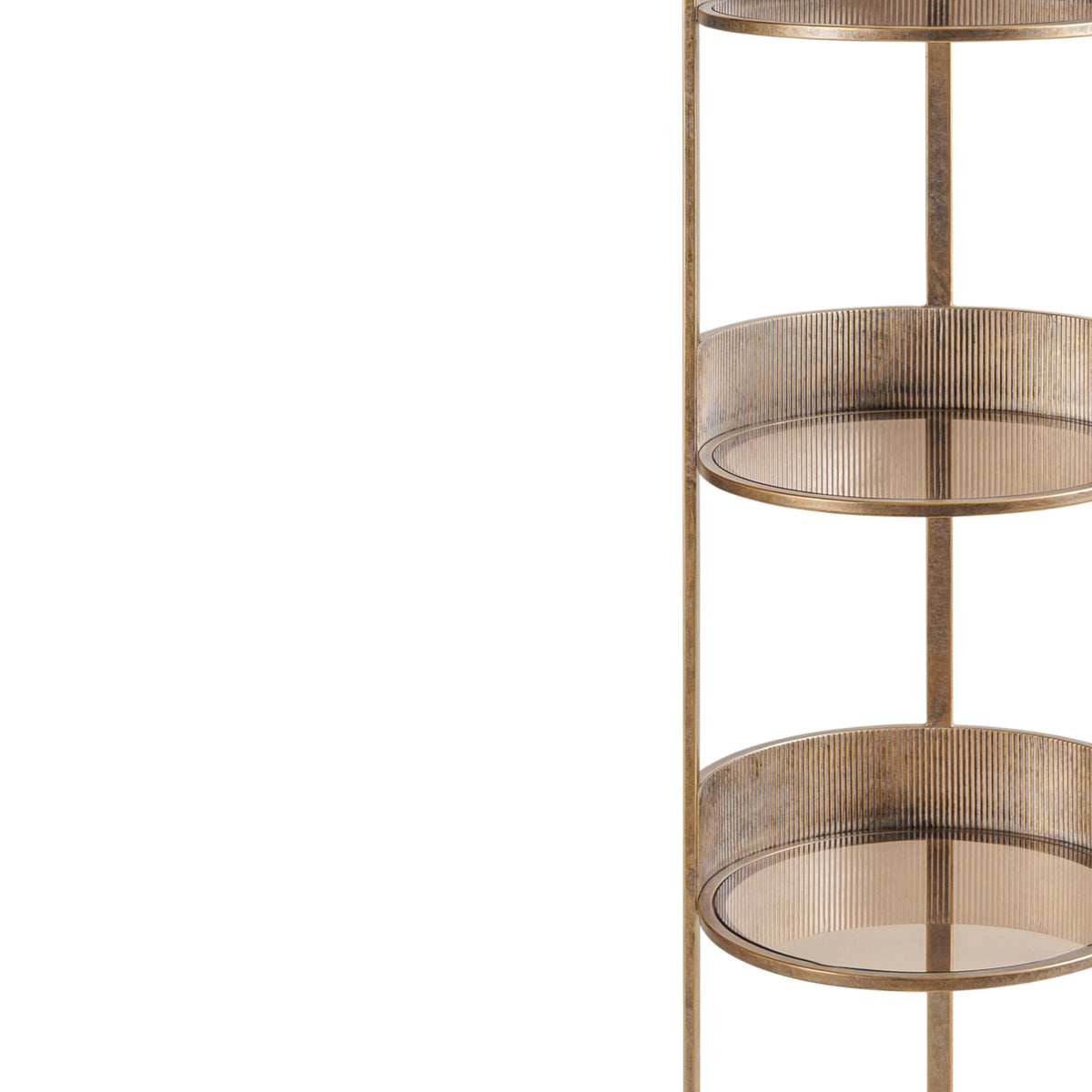 Belvedere Aged Gold Round Shelving Unit