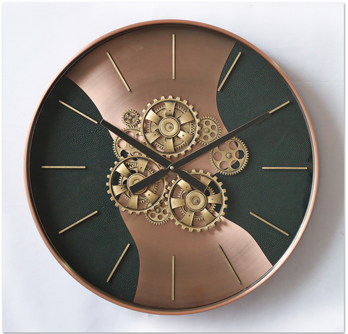Black & Copper Wall Clock ith Gears
