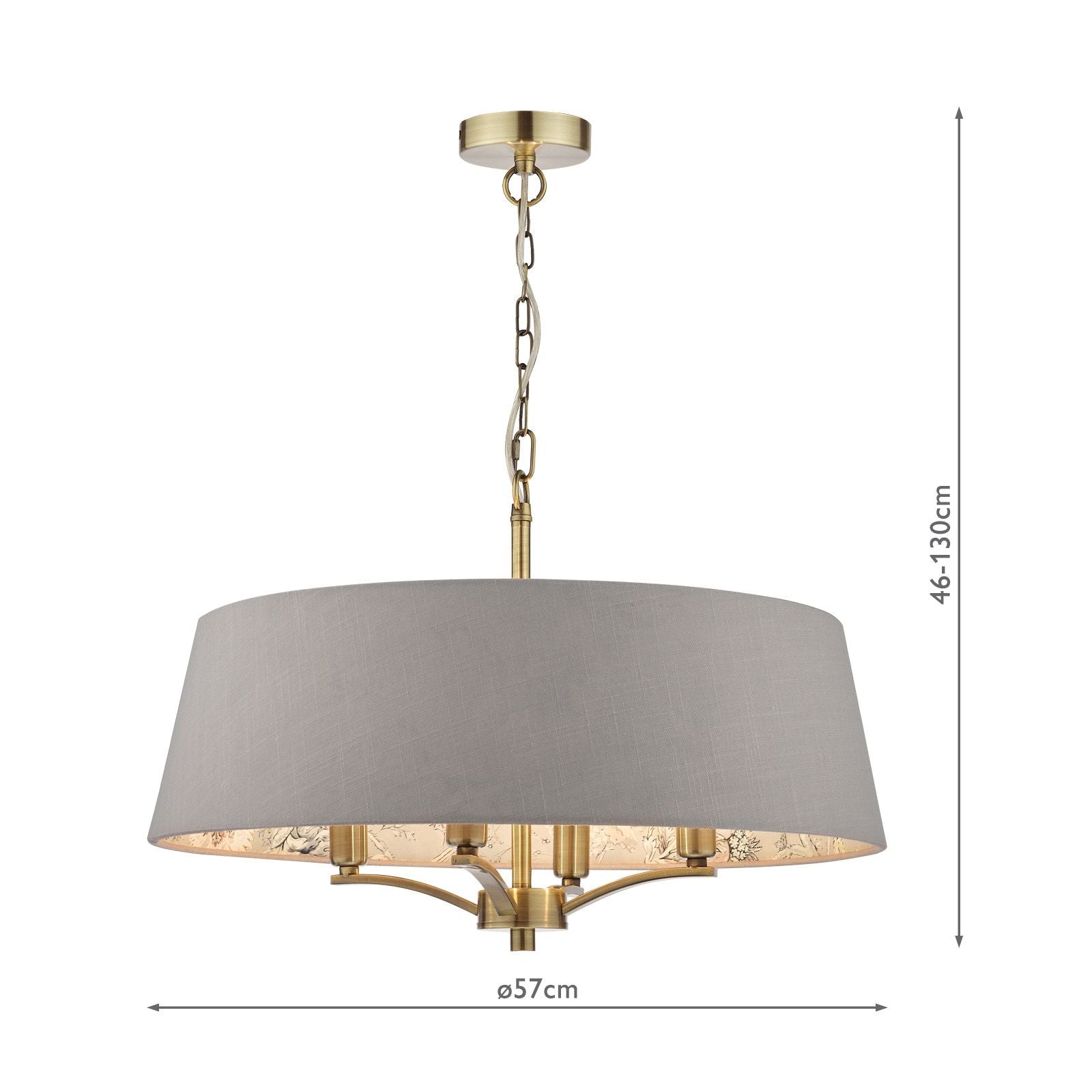 Birch Antique Brass & Taupe Pendant