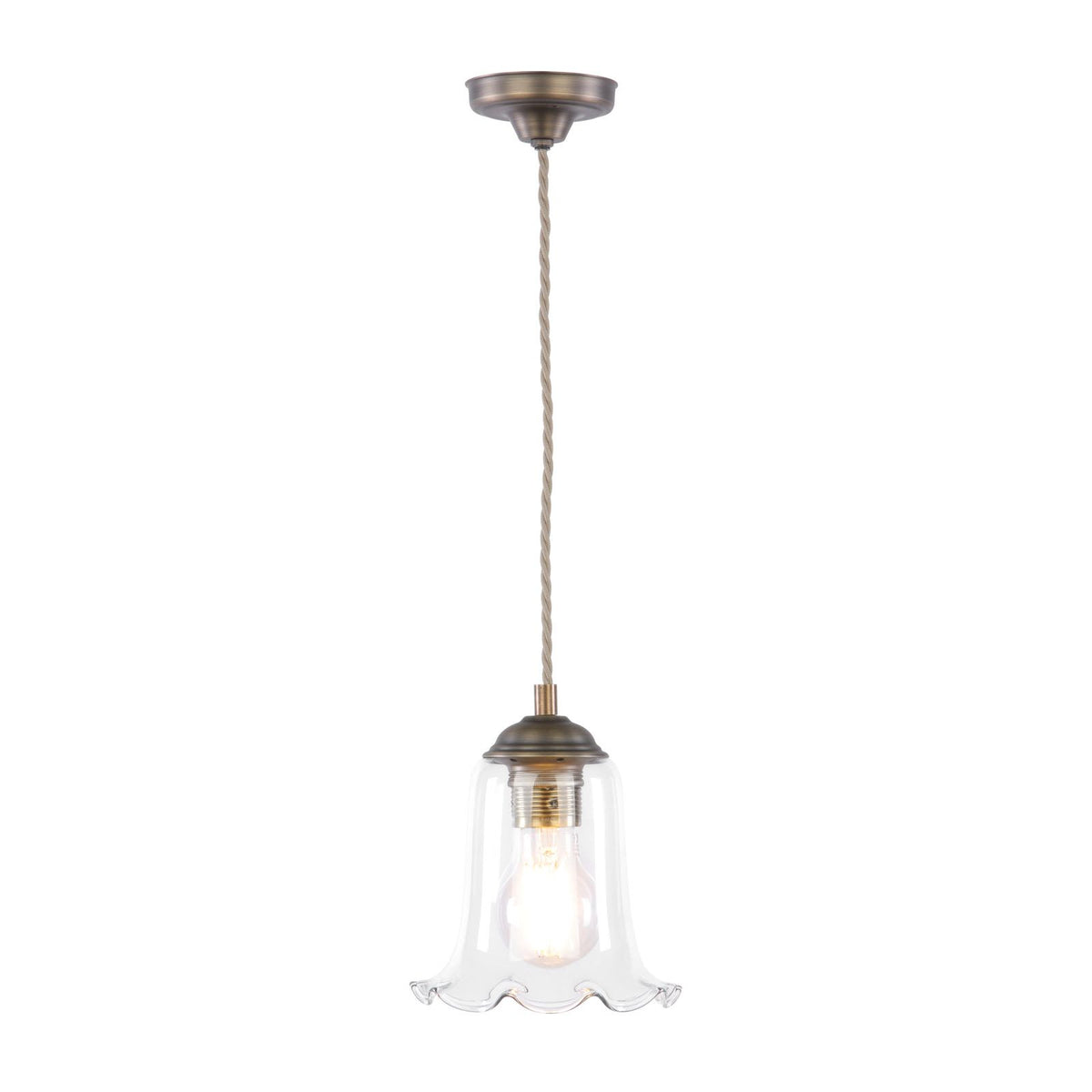 Ebba Antique Brass Pendant with Clear Glass
