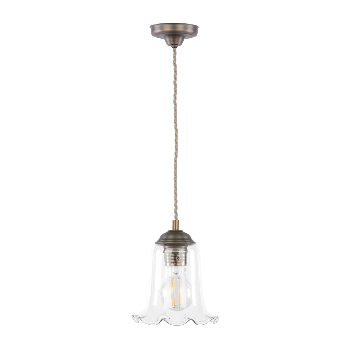 Ebba Antique Brass Pendant with Clear Glass