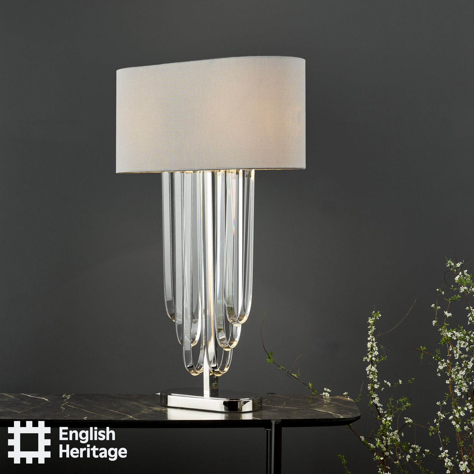 Eltham Polished Nickel Table Lamp C/W Shade