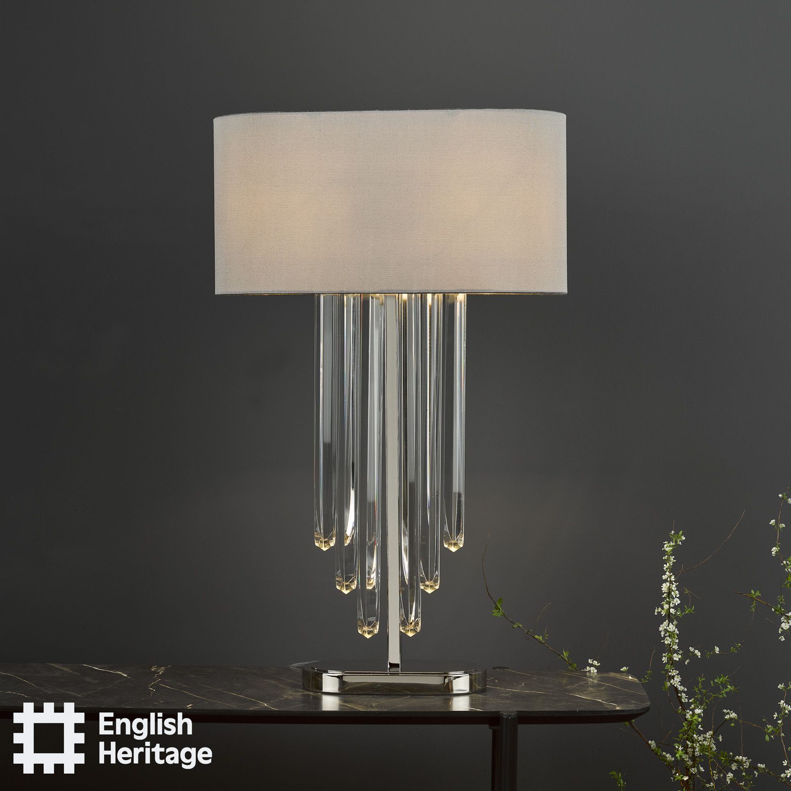 Eltham Polished Nickel Table Lamp C/W Shade
