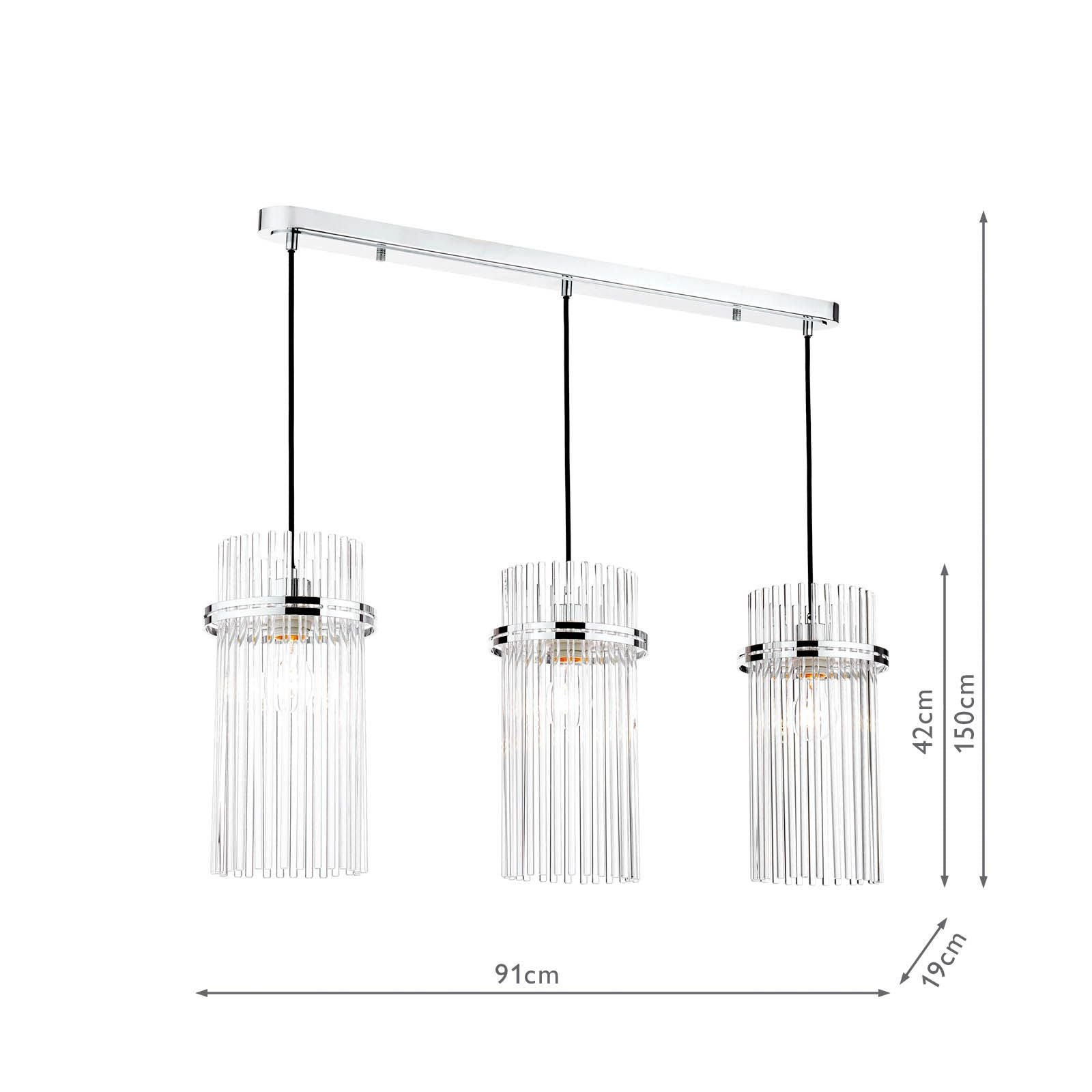 Eltham Polished Nickel 3 Light Bar Pendant