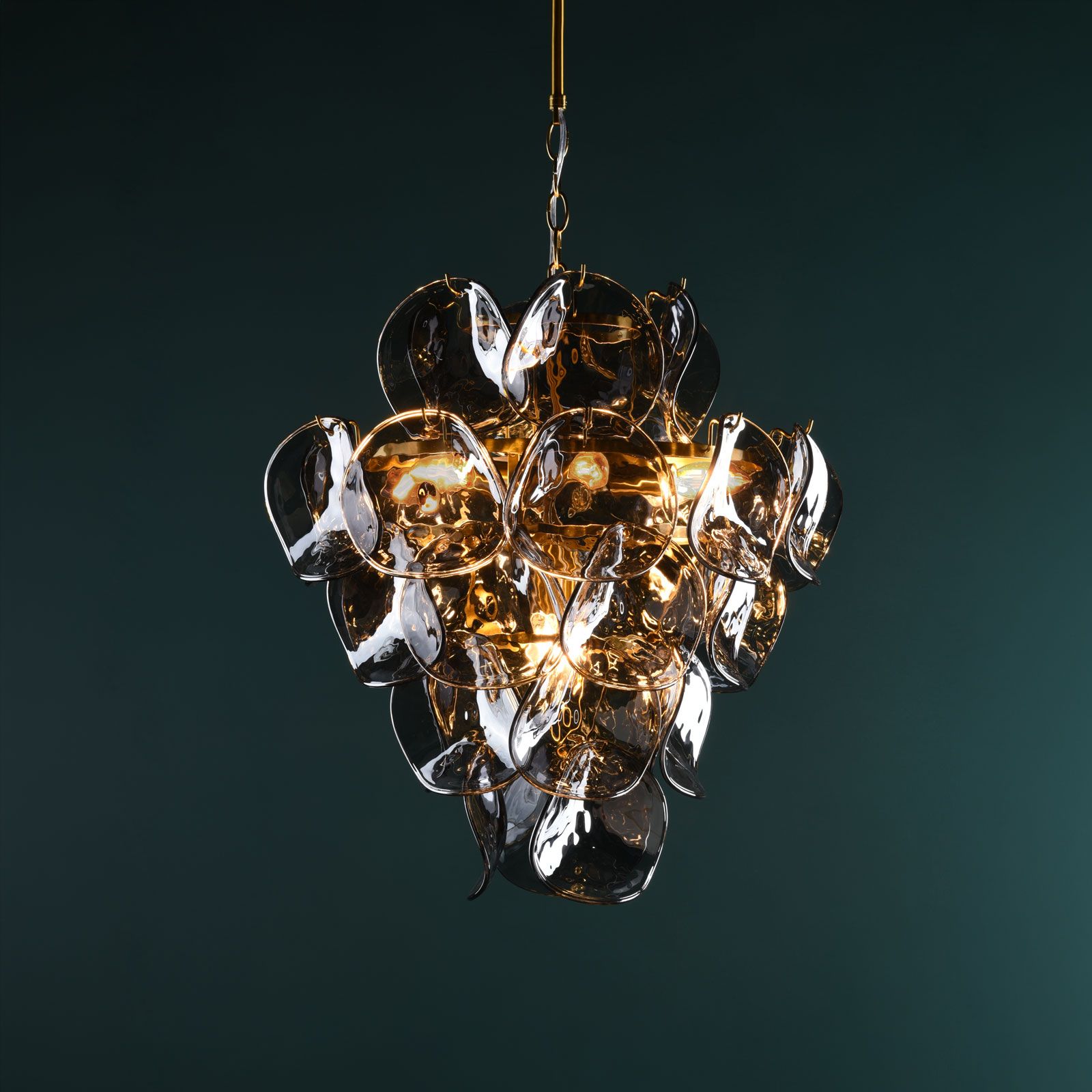 Genoa Smoked Glass & Brass Ceiling Pendant