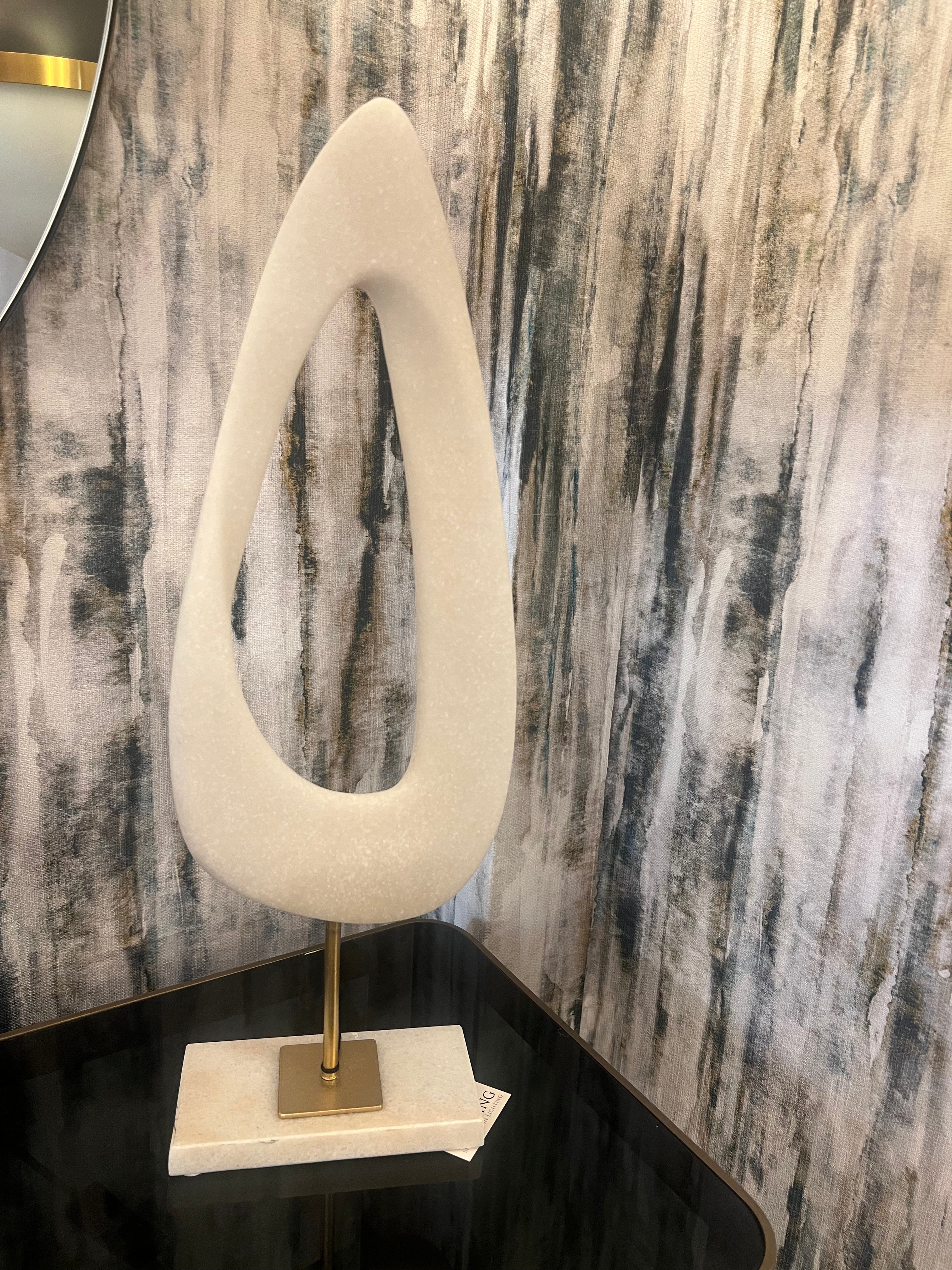 Tall Stone Ornament with Brass Detailing
