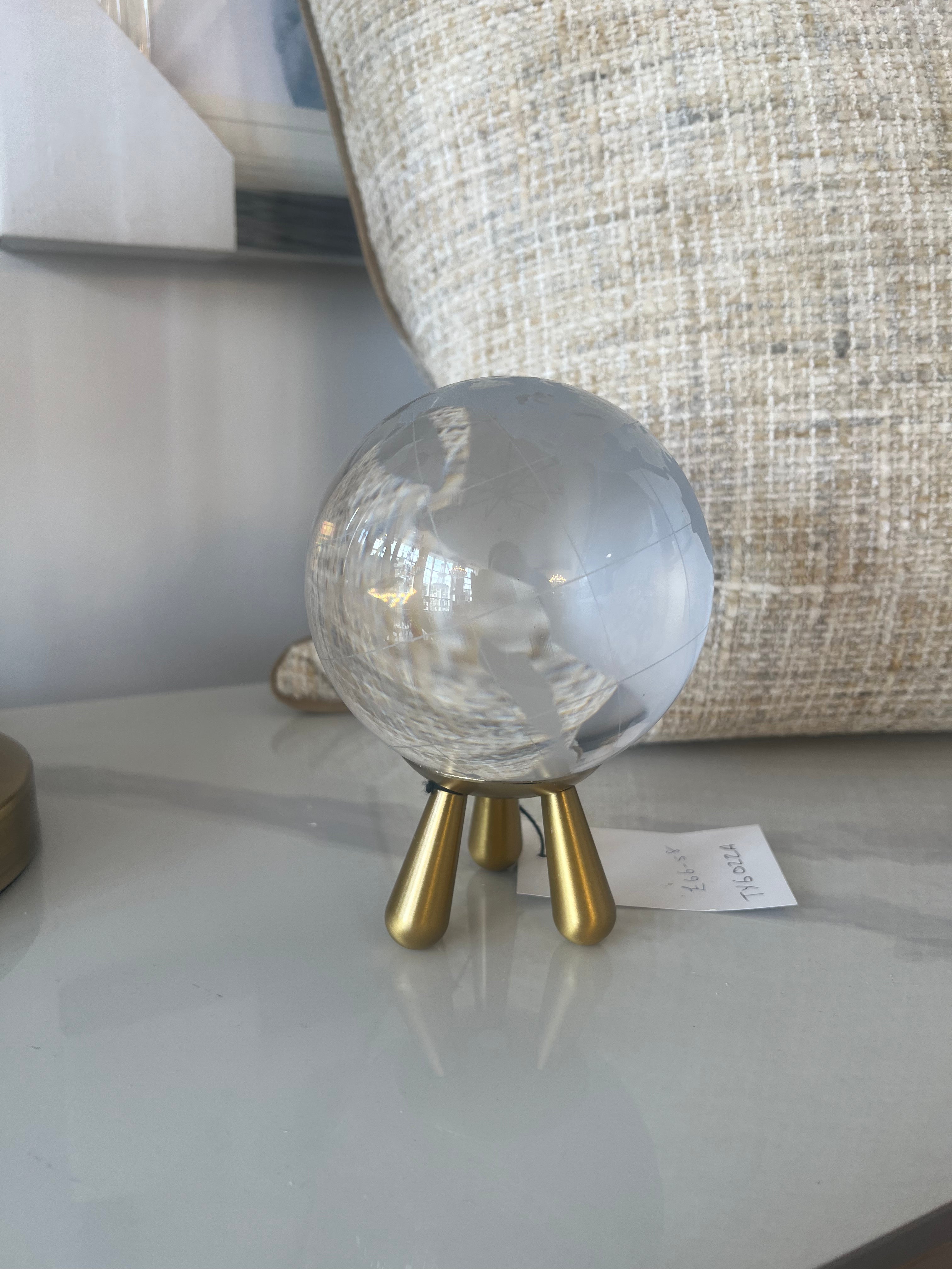 Large Glass Globe with Brass Feet