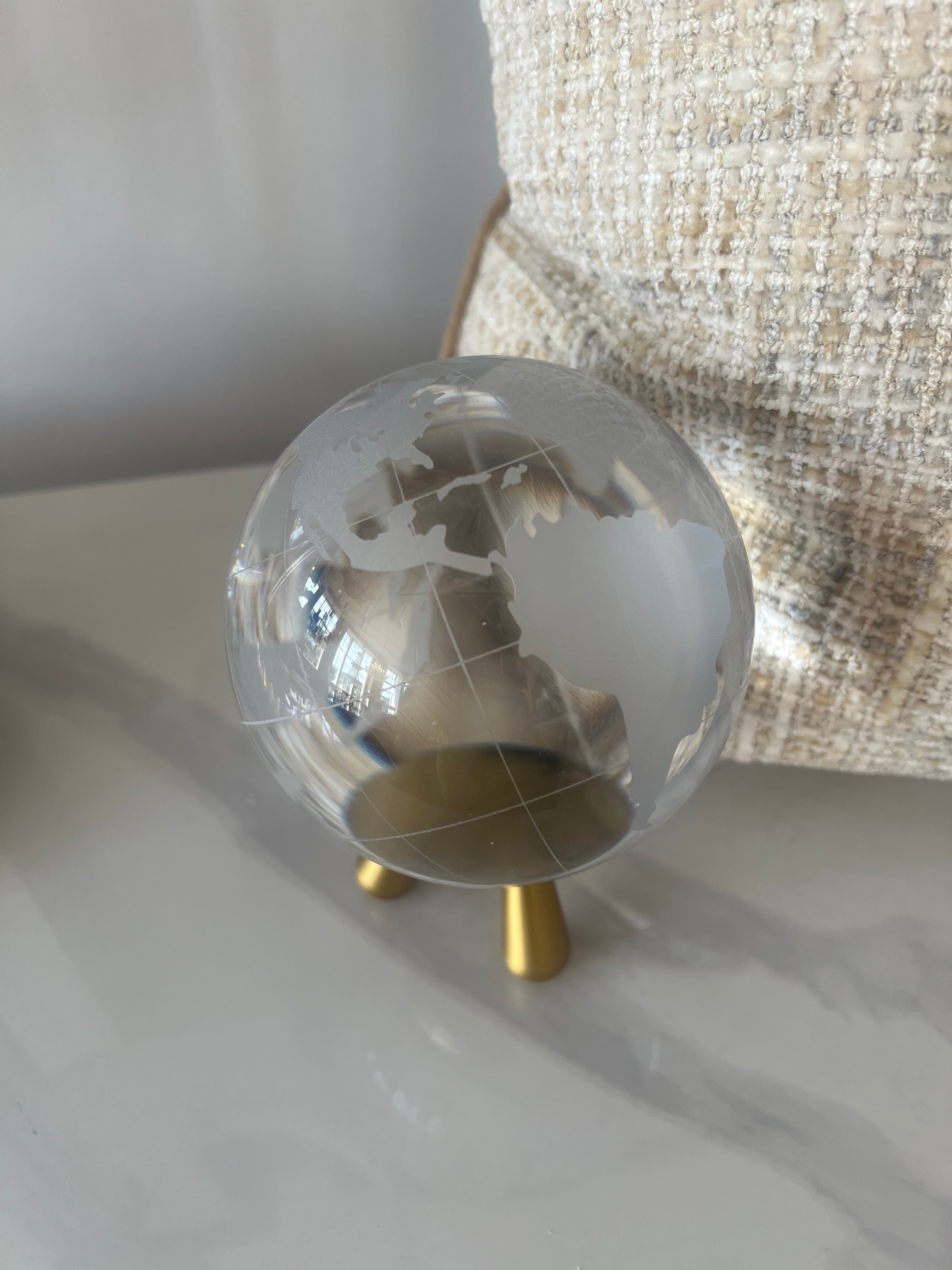Large Glass Globe with Brass Feet