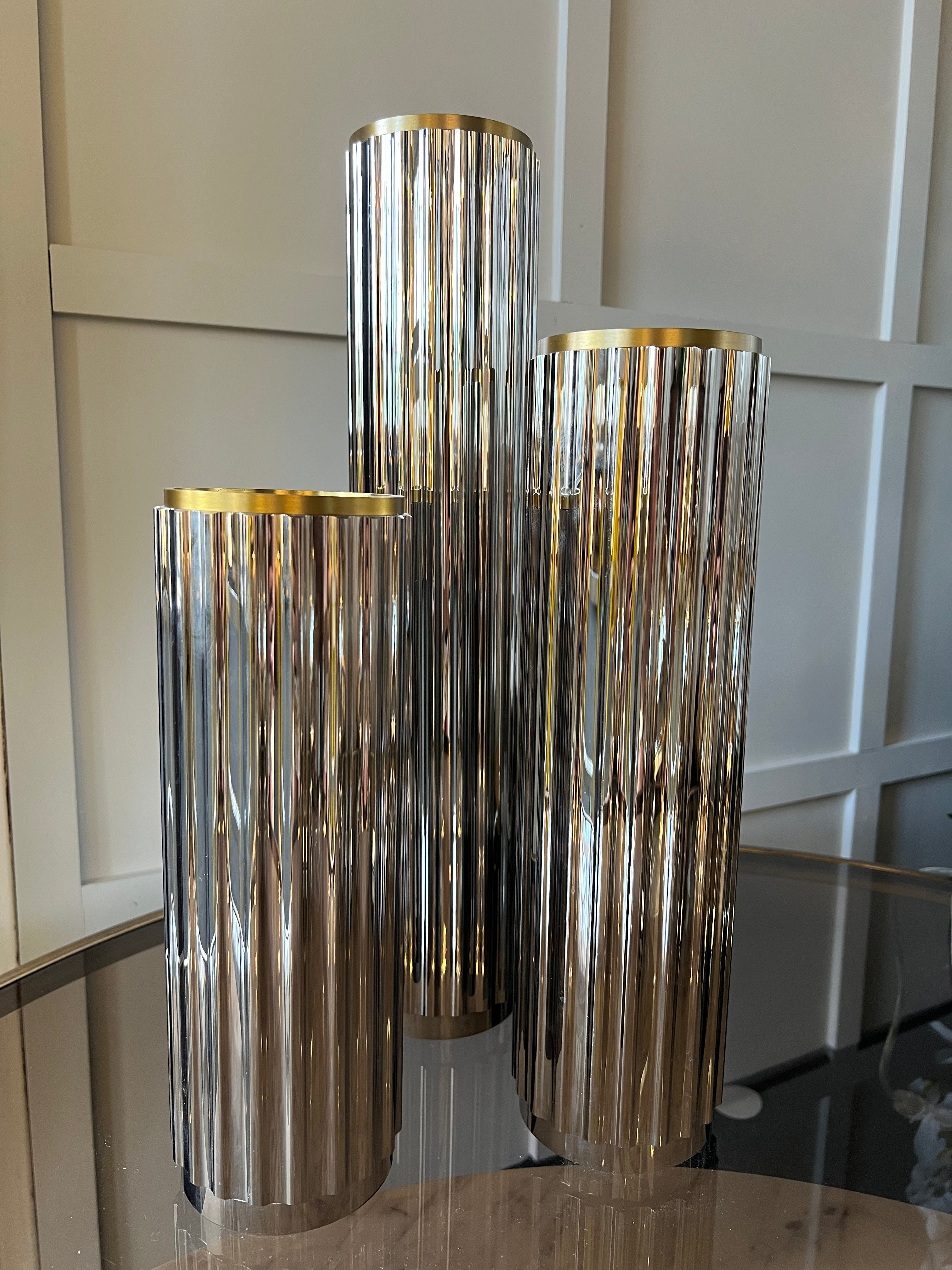 Large Smoked Glass & Gold Decorative Glass Vase