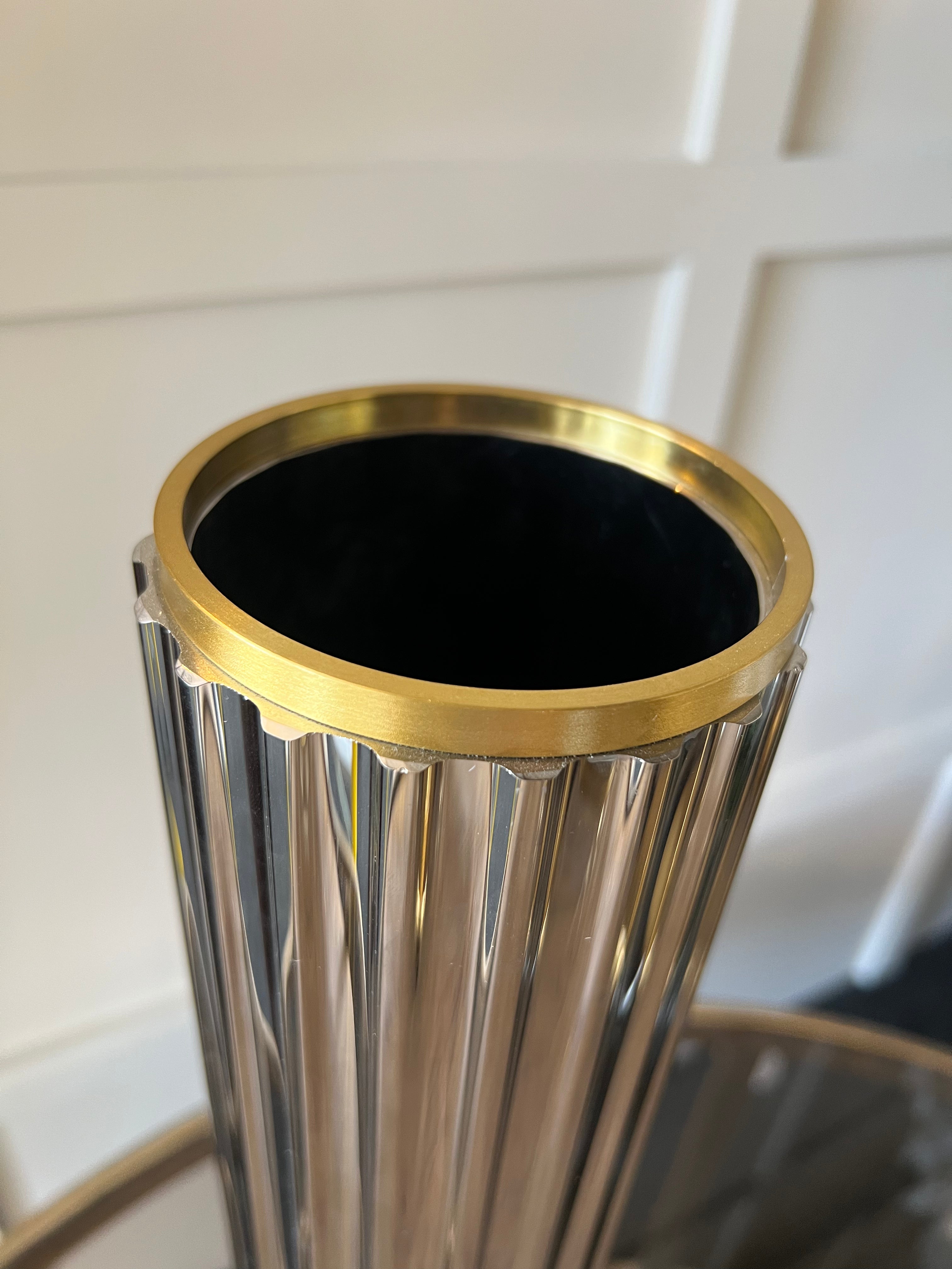 Large Smoked Glass & Gold Decorative Glass Vase