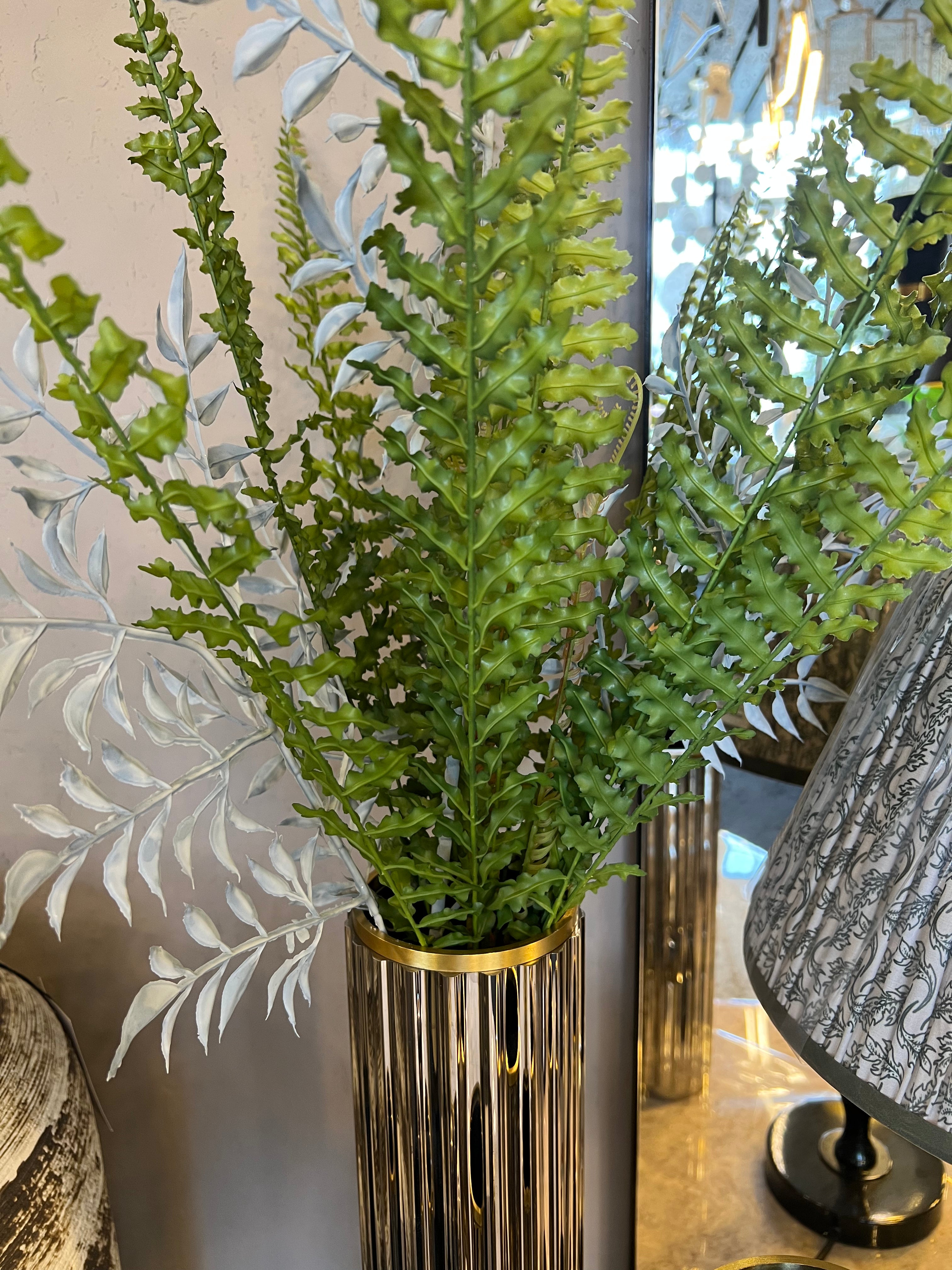 Large Smoked Glass & Gold Decorative Glass Vase