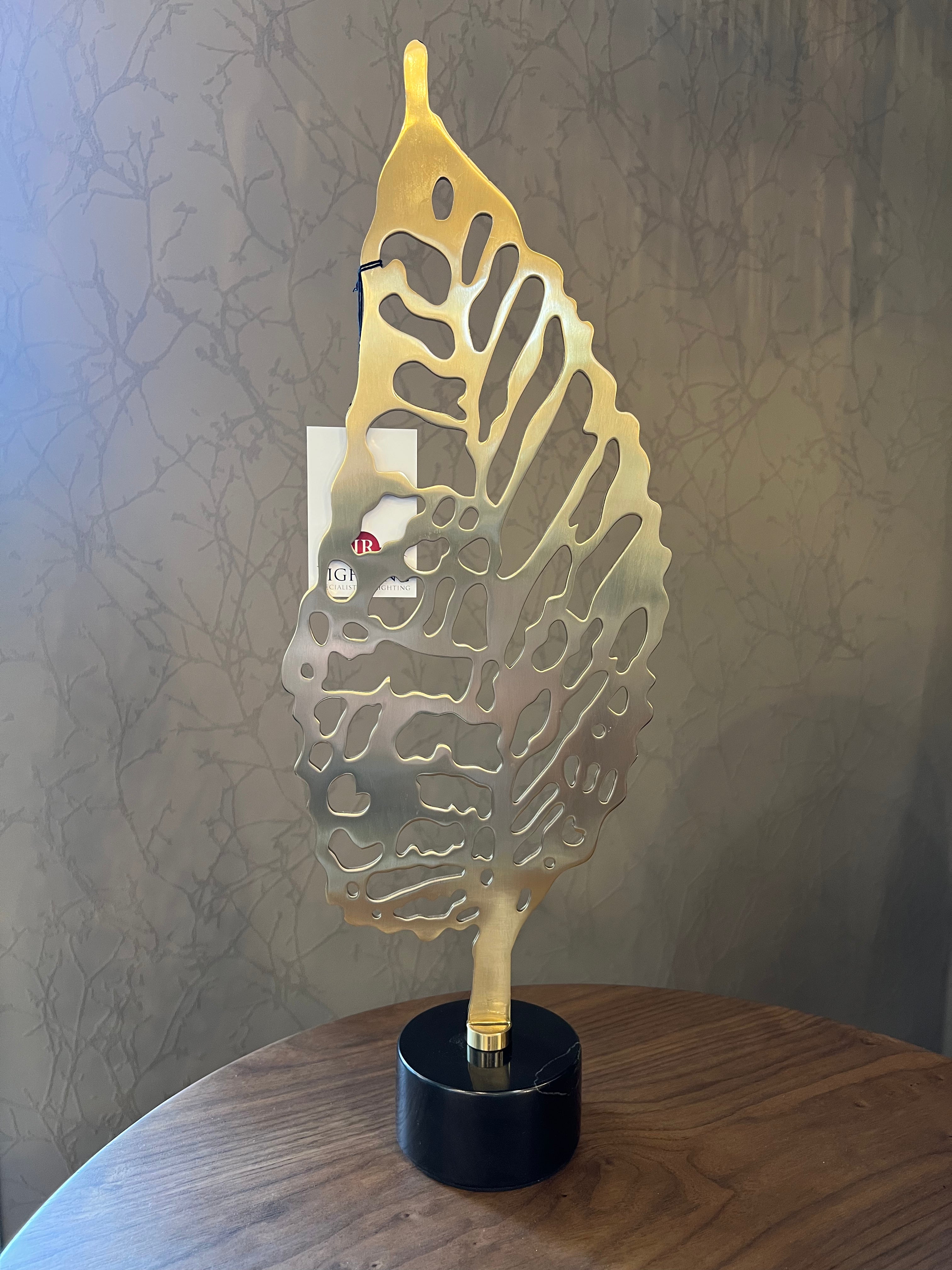 Large Gold Leaf on Black Stone Base