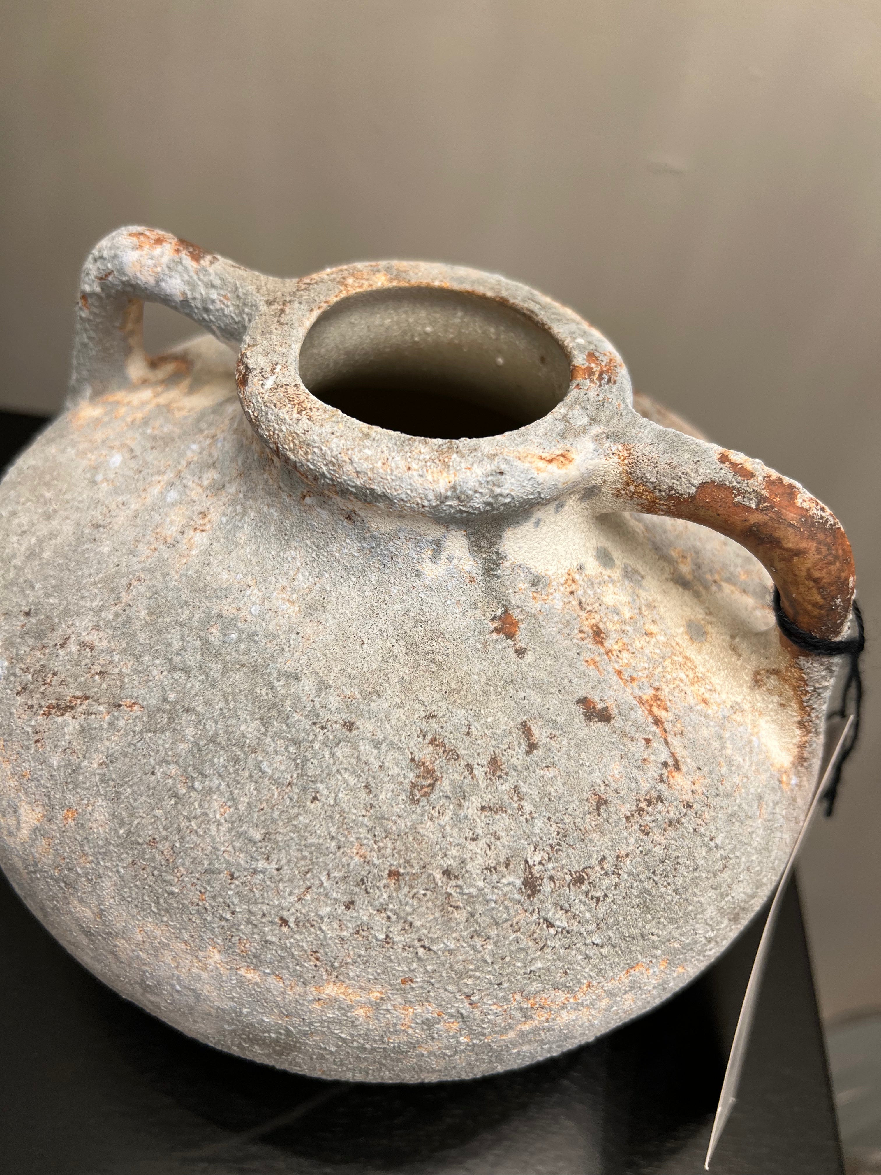 Small Rustic Ceramic Vase with Handles