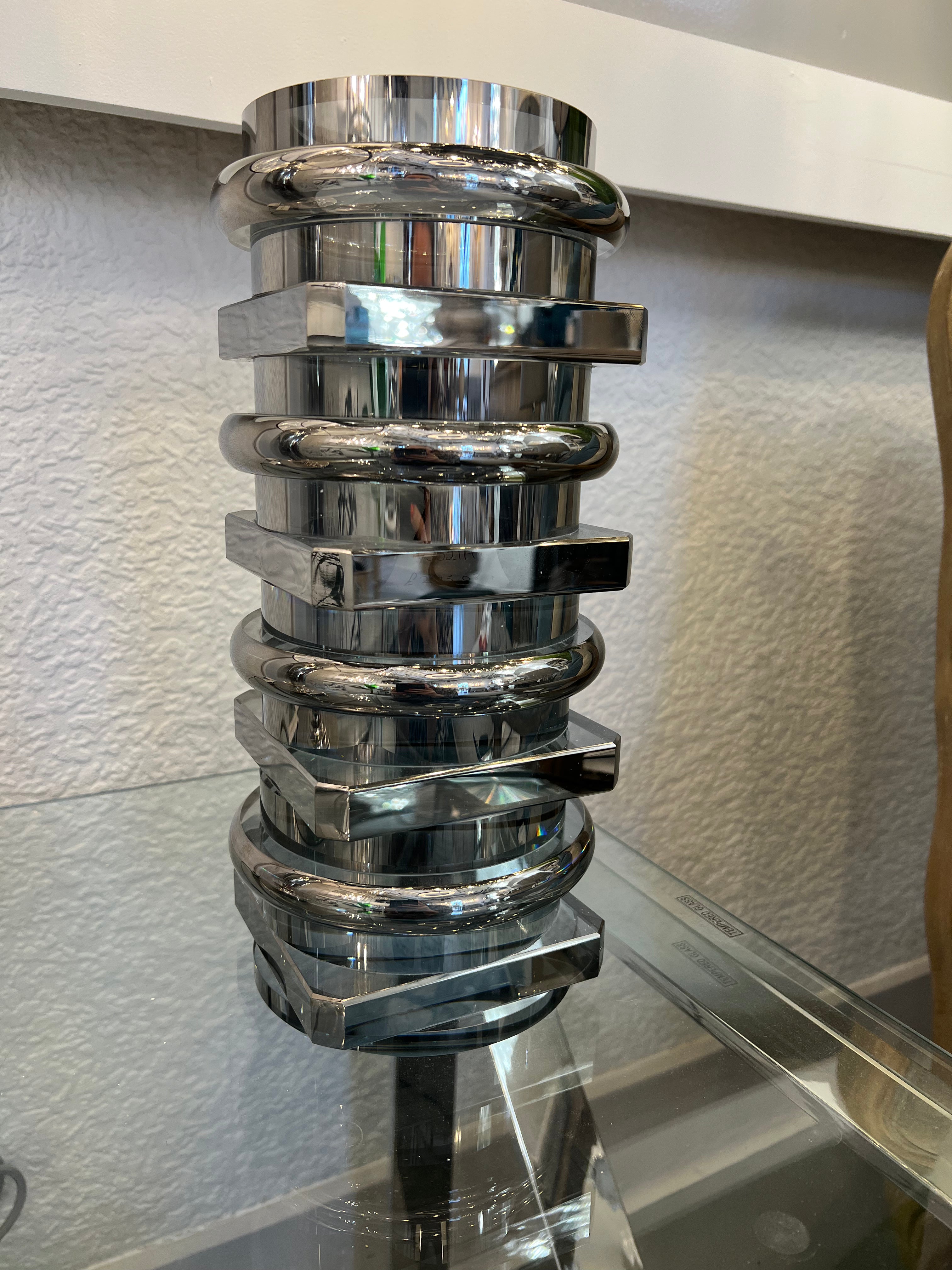 Polished Chrome Ringed Vase