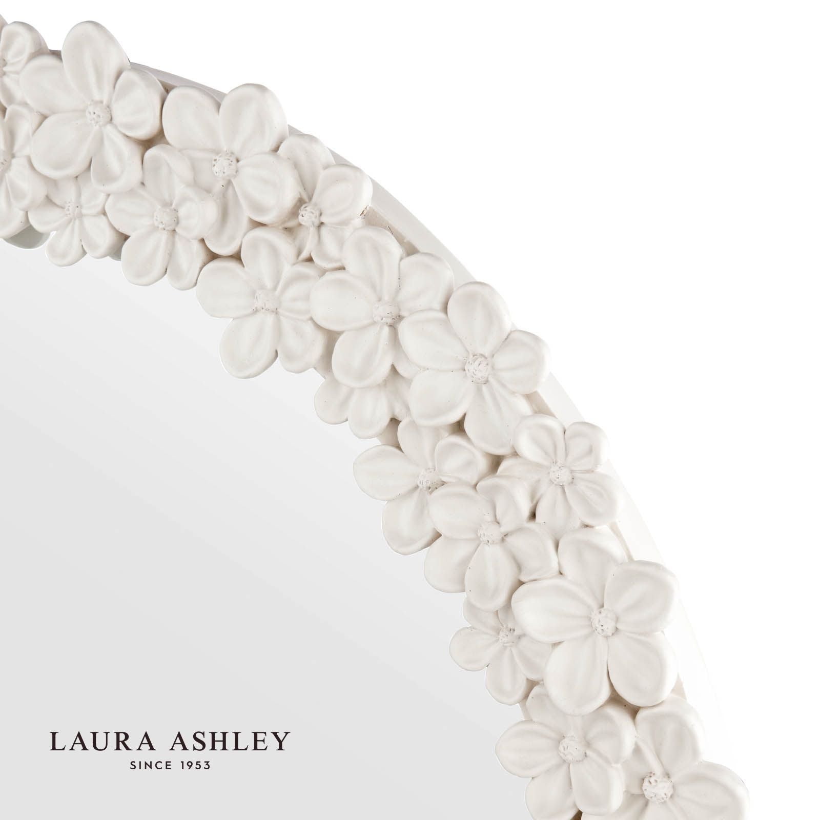 Laura Ashley Romsey Matt White Floral Mirror