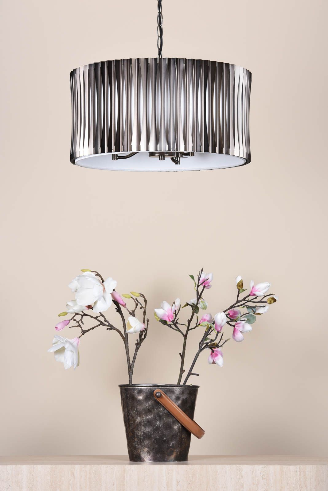Netra 3 Light Satin Bronze & Ivory Pendant