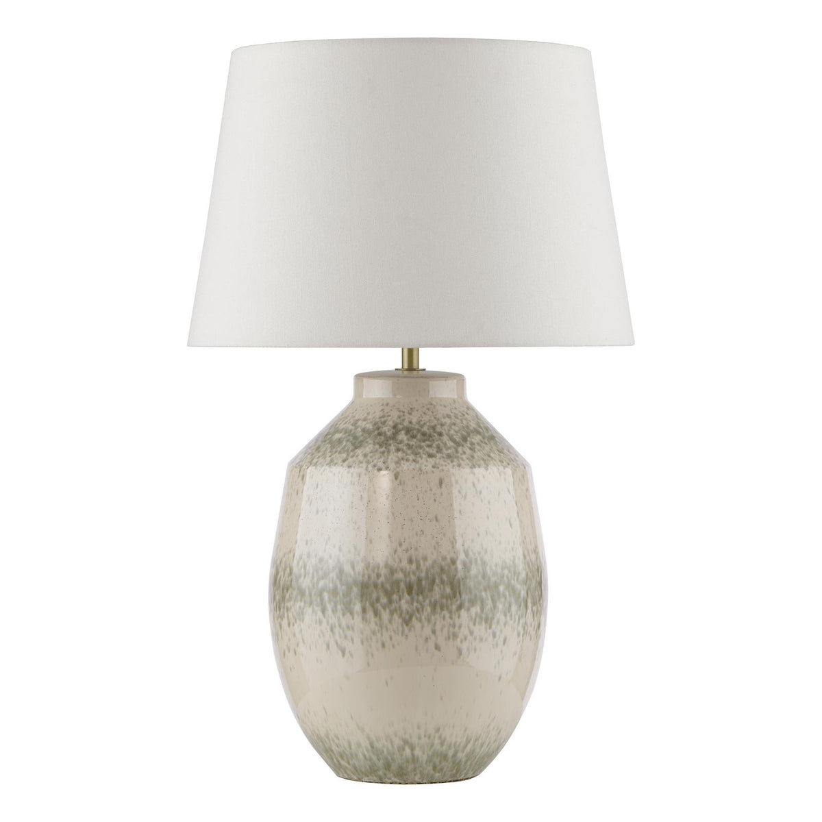 Omari Table Lamp Green Ceramic and Antique Brass With Shade